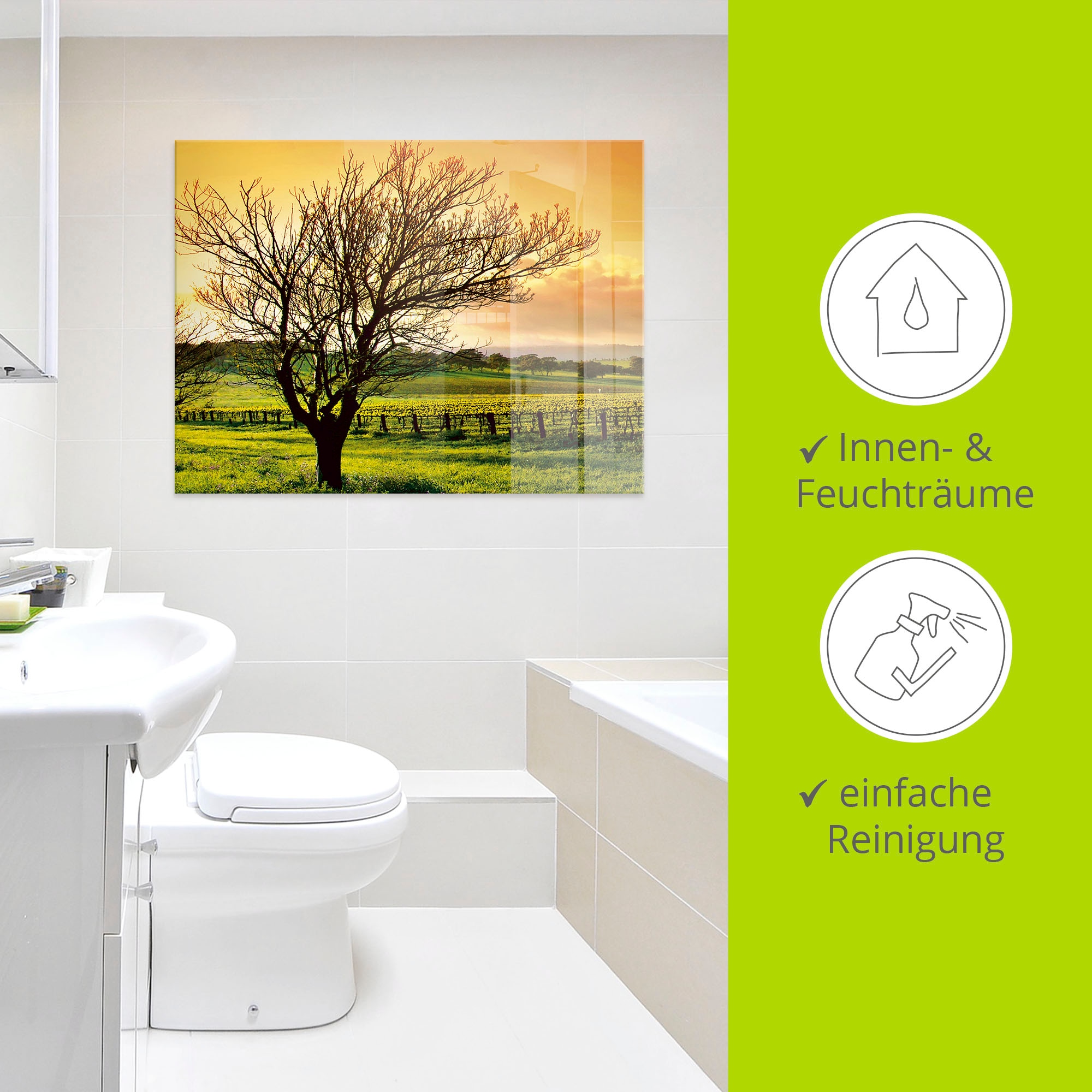 Artland Tableau en verre »Landschaft mit Weinbergen« 1 cuis tlg. in verschiedenen Grössen