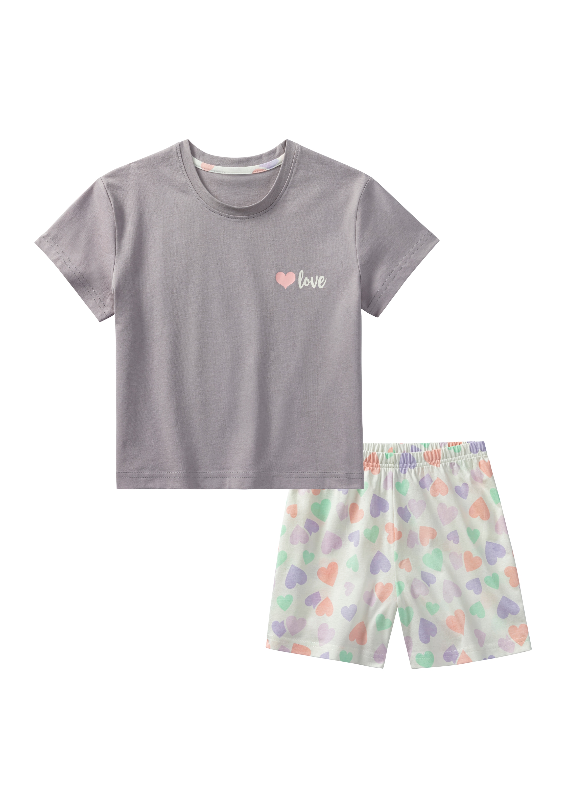 Image of petite fleur by Lascana Pyjama 2 tlg. kurzer Schlafanzug, mit Herzen bedruckt, kurzes Shirt