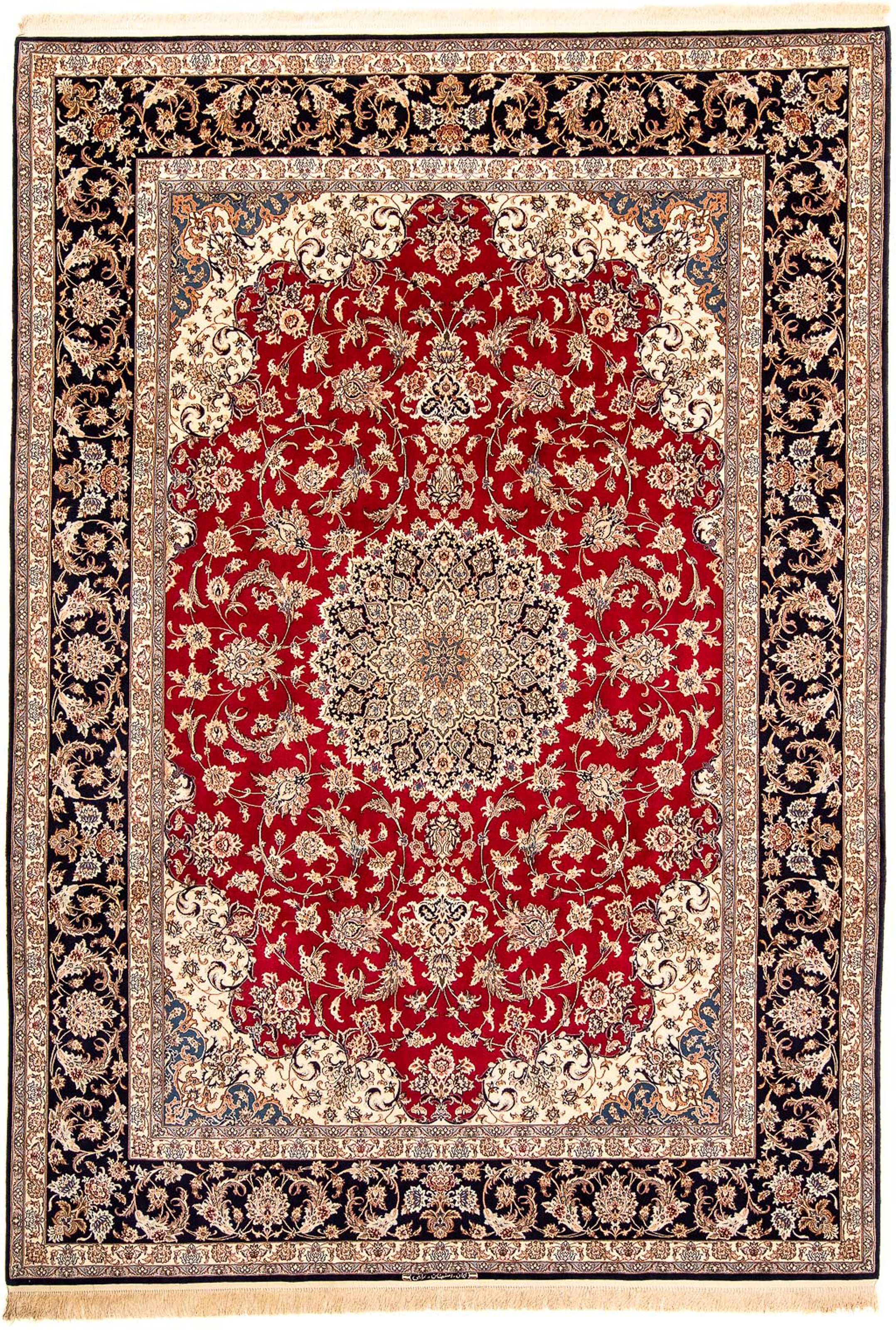 »Perser Zertifikat Einzelstück rot«, Premium - rechteckig, Orientteppich à mit 356 Handgeknüpft, x morgenland Wohnzimmer, cm Isfahan prix - 250 - - bas