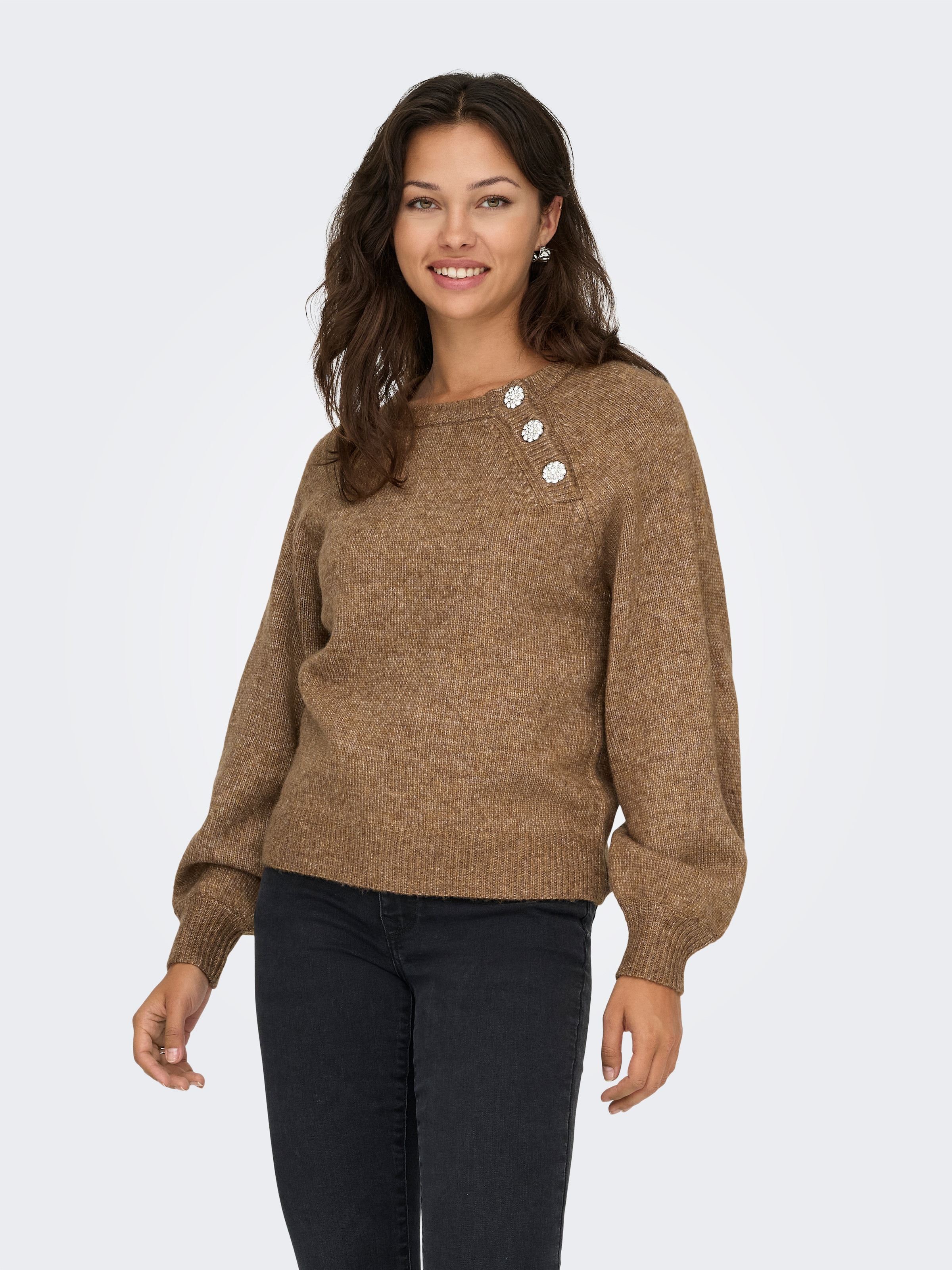 Image of ONLY Strickpullover "ONLLAUREN LIFE LS O-NECK BUTTON KNT"