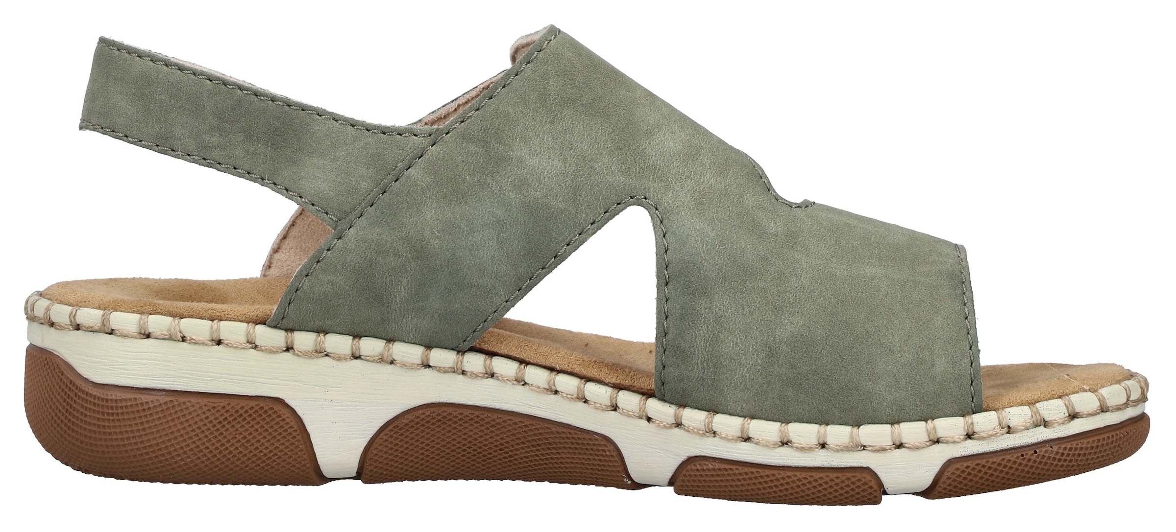 Rieker  chaussure d'été, chaussure à scratch avec couture décorative élaborée sur la semelle