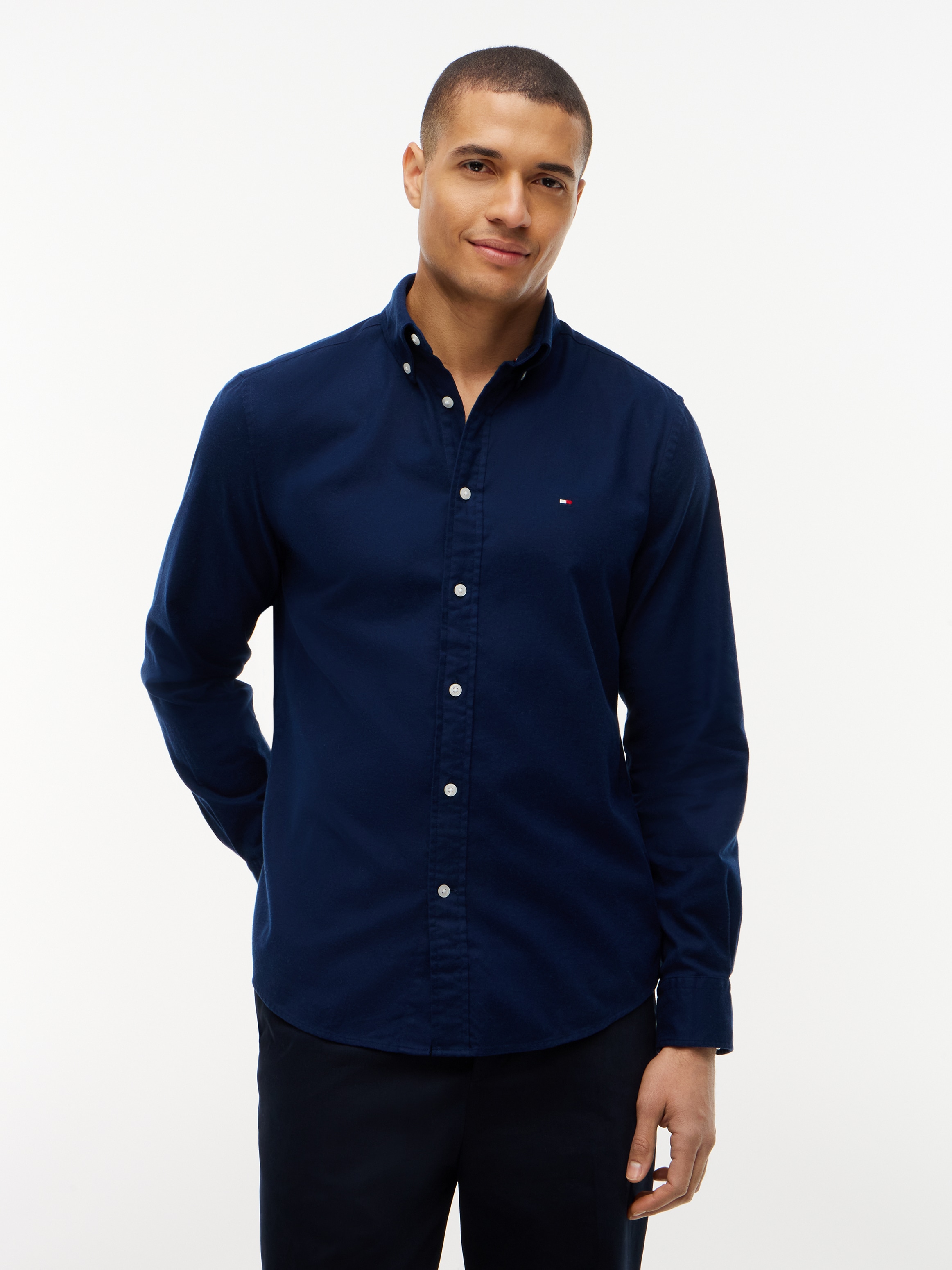 Image of Tommy Hilfiger Langarmhemd "FLEX FLANNEL SOLID SHIRT" Regular Fit soft Flannel