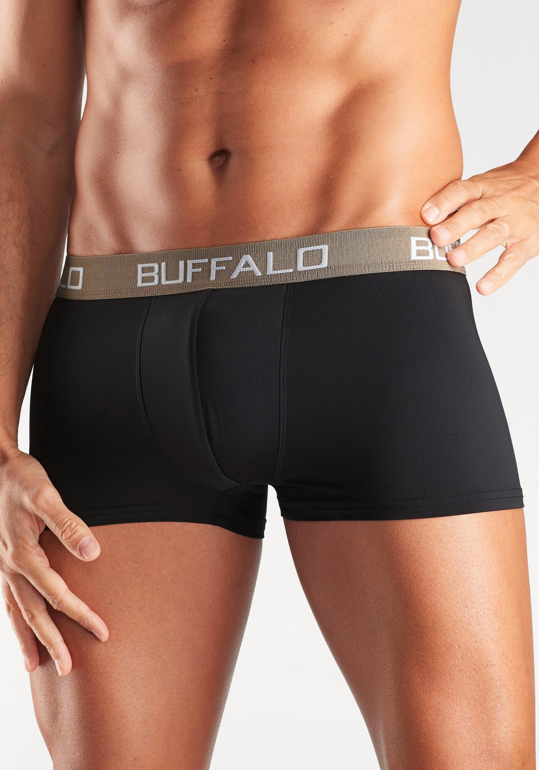 Buffalo Hipster, (Packung, 4 St.), Boxershorts mit Kontrastbund aus Baumwollmischung