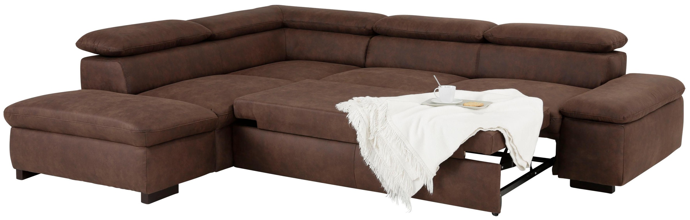 Home affaire Ecksofa »Alberto L-Form«, mit Kopfteilverstellung, wahlweise mit Bettfunktion