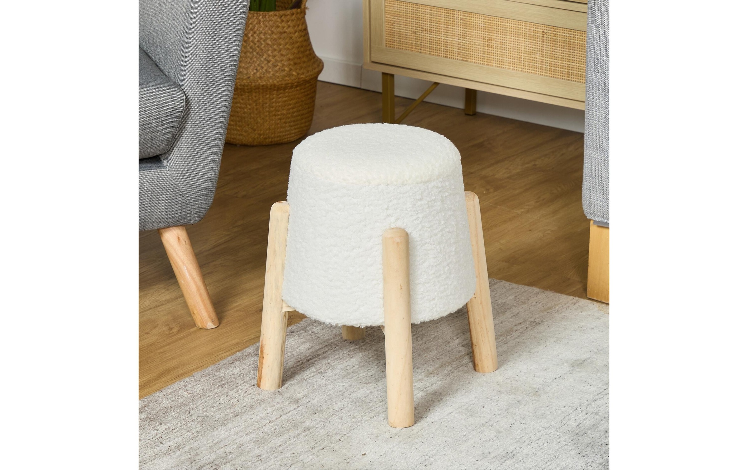 relaxdays Hocker »mit Teddyfell 40 x 30 cm« Sitzhocker