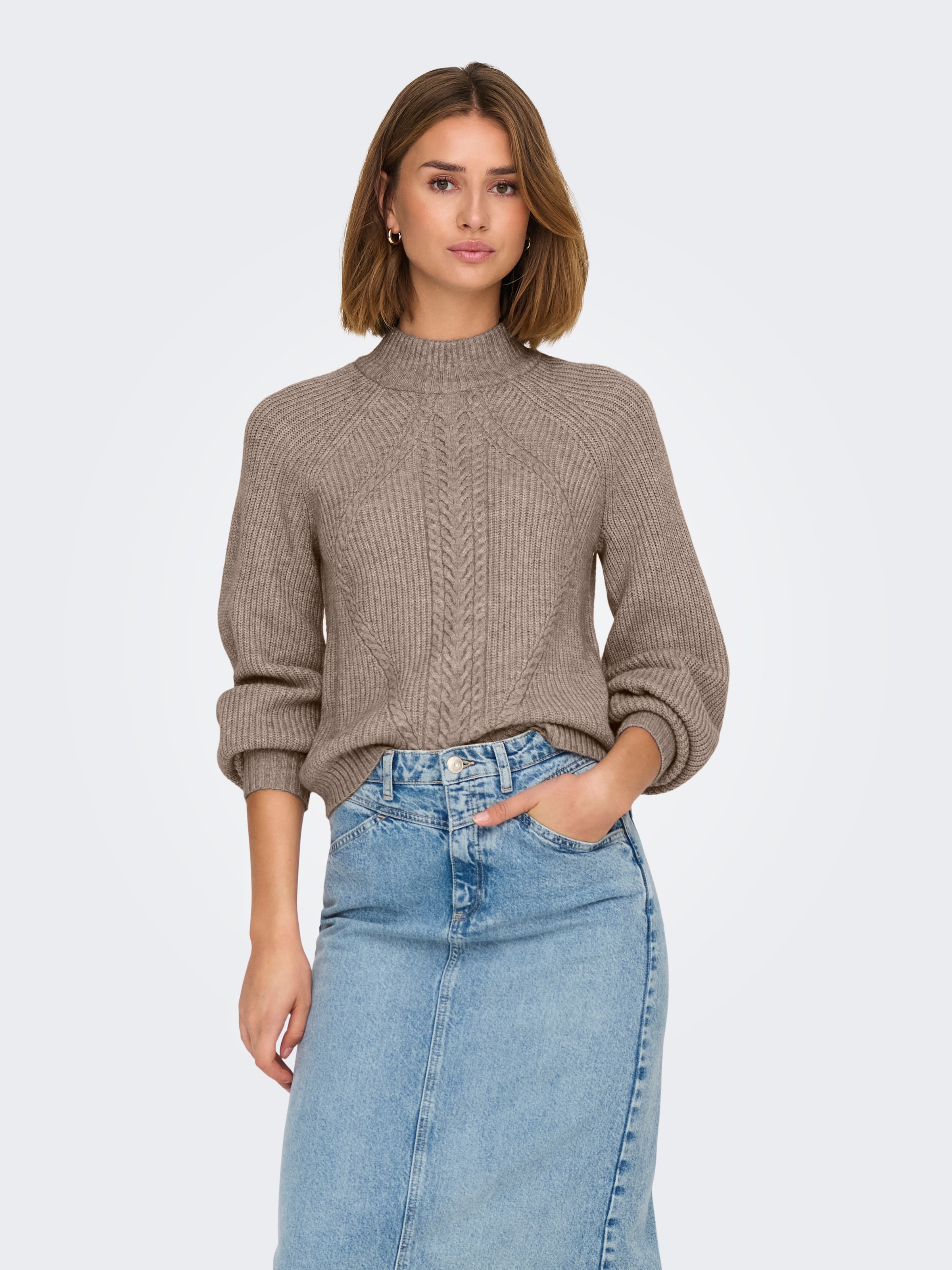 Image of ONLY Stehkragenpullover "ONLKATIA LS DETAIL HIGHNECK CC KNT" Viskosemischung, regular fit