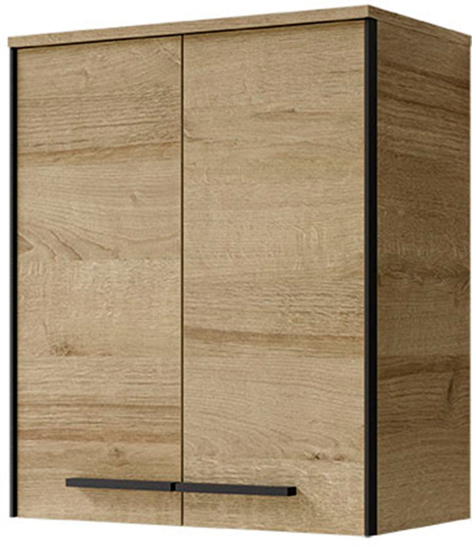 Saphir Hängeschrank »Quickset 395 Badschrank 60,4 cm breit mit 2 Türen und 2 Einlegeböden« Badezimmer-Hängeschrank inkl. Türdämpfer, Griffe in Schwarz