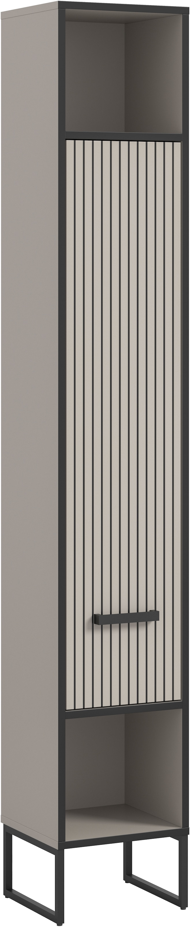 Image of welltime Hochschrank "Locri, Höhe 192 cm, Rillenoptik, Metall Kufen" 1 Stk. tlg. Türanschlag wechselbar, modernes Design, Badschrank, Bad