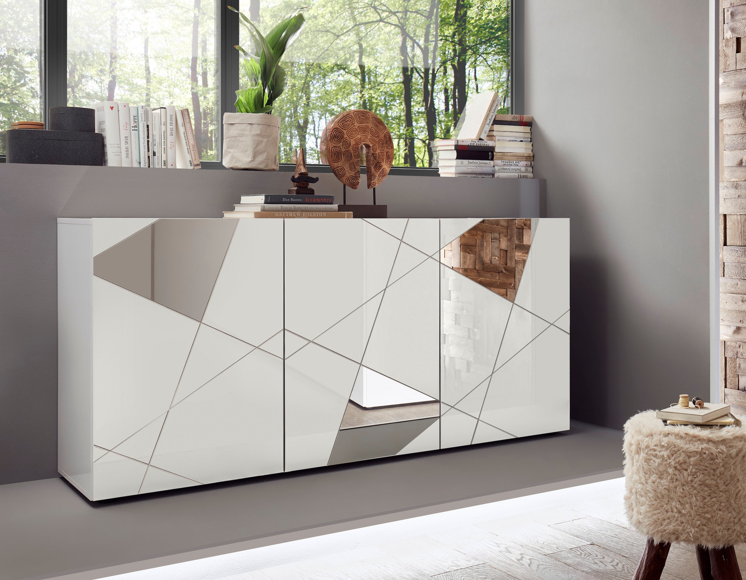 Image of Home affaire Sideboard "Vittoria" Breite 181 cm, Front mit Siebdruck und Spiegel