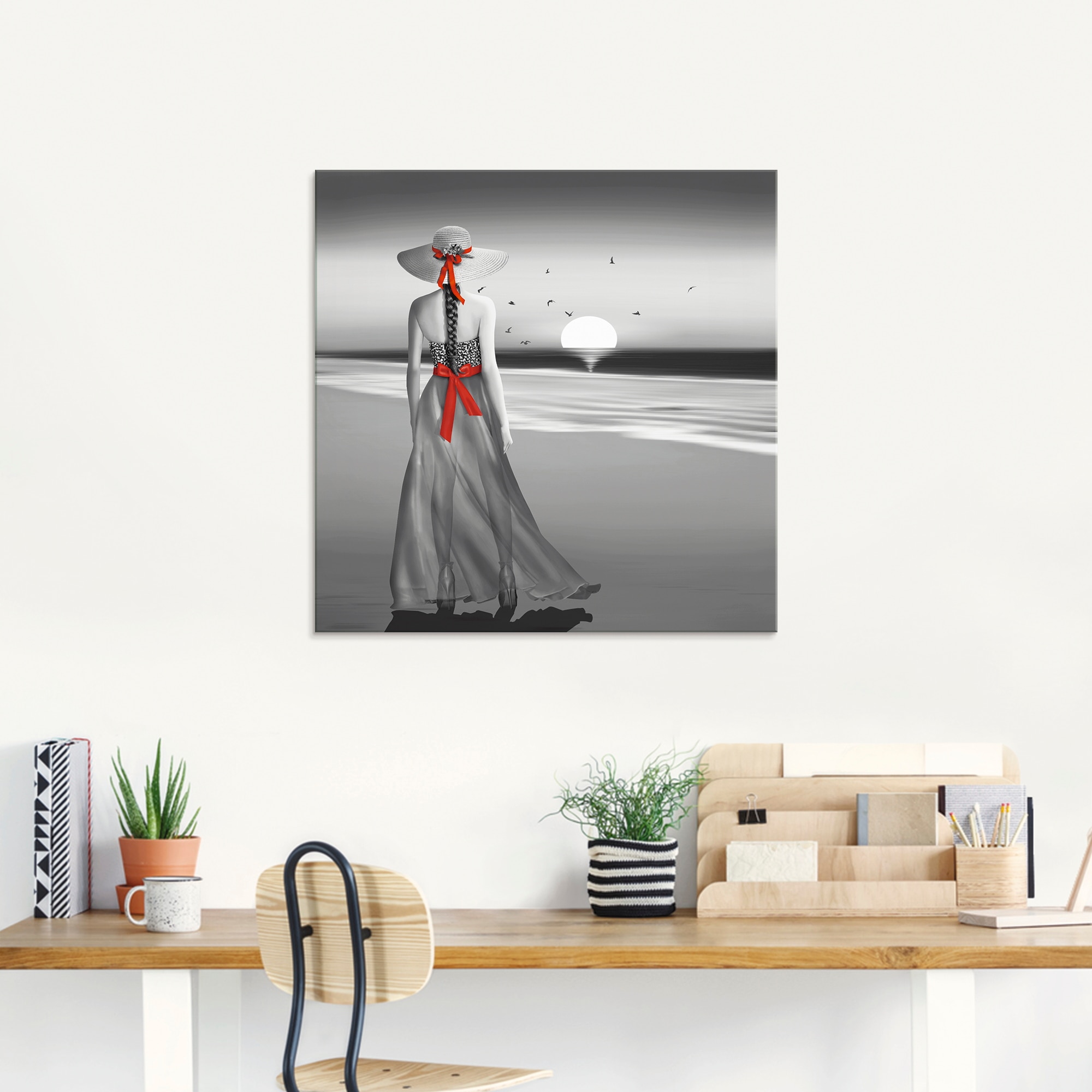 Artland Glasbild »Ein Blick zurück aufs Meer«, Frau, (1 St.), in verschiedenen Grössen