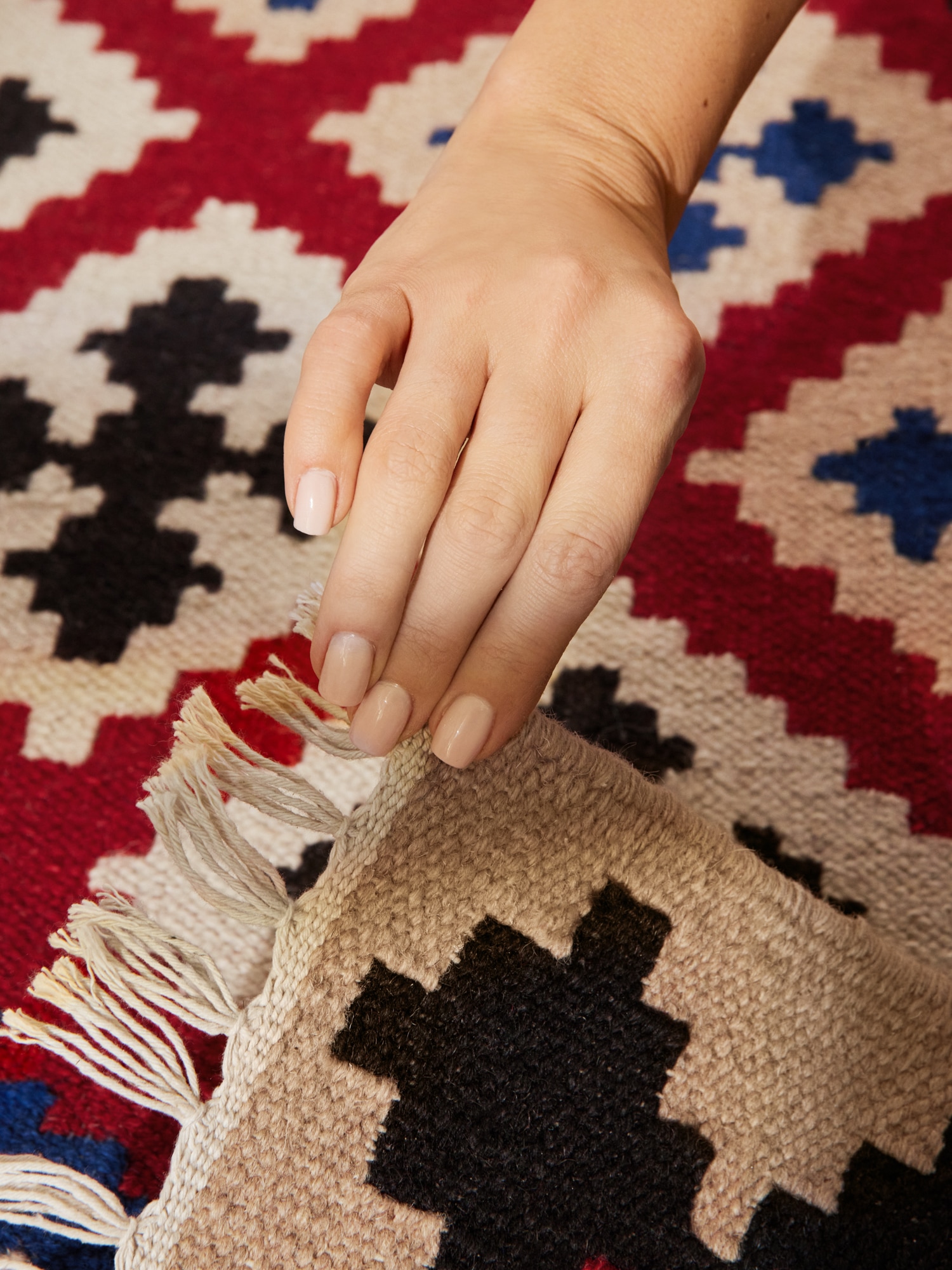 HANSE Home Teppich »Kelim Rami« rechteckig 3 mm Höhe Wolle, Baumwolle, Natur, Handgewebt, orientalisch, Boho, traditionell