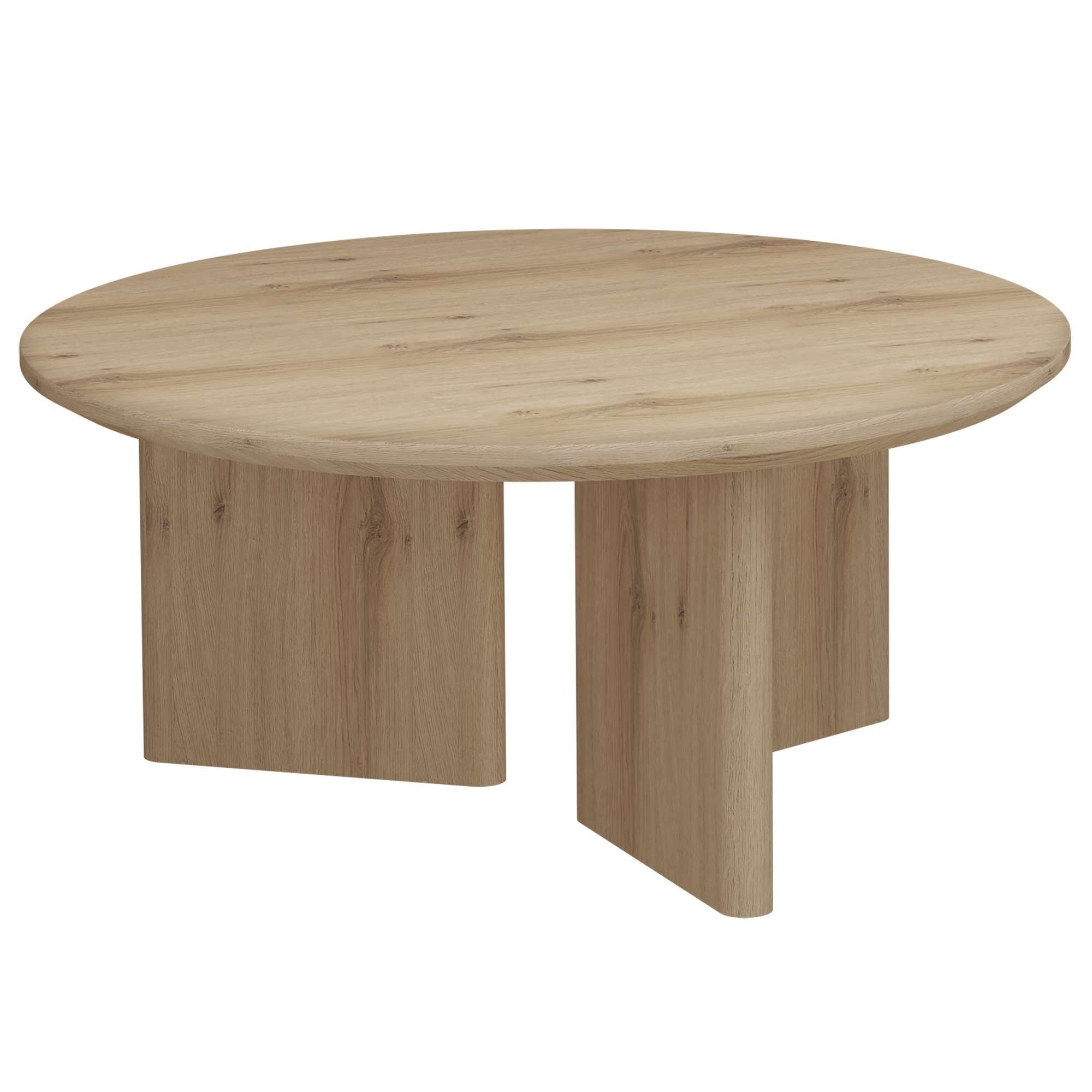 Image of GOODproduct Couchtisch "Cassian" 1 Stk. tlg. schöne Holzoptik, modernes Fussgestell, Ø80 cm