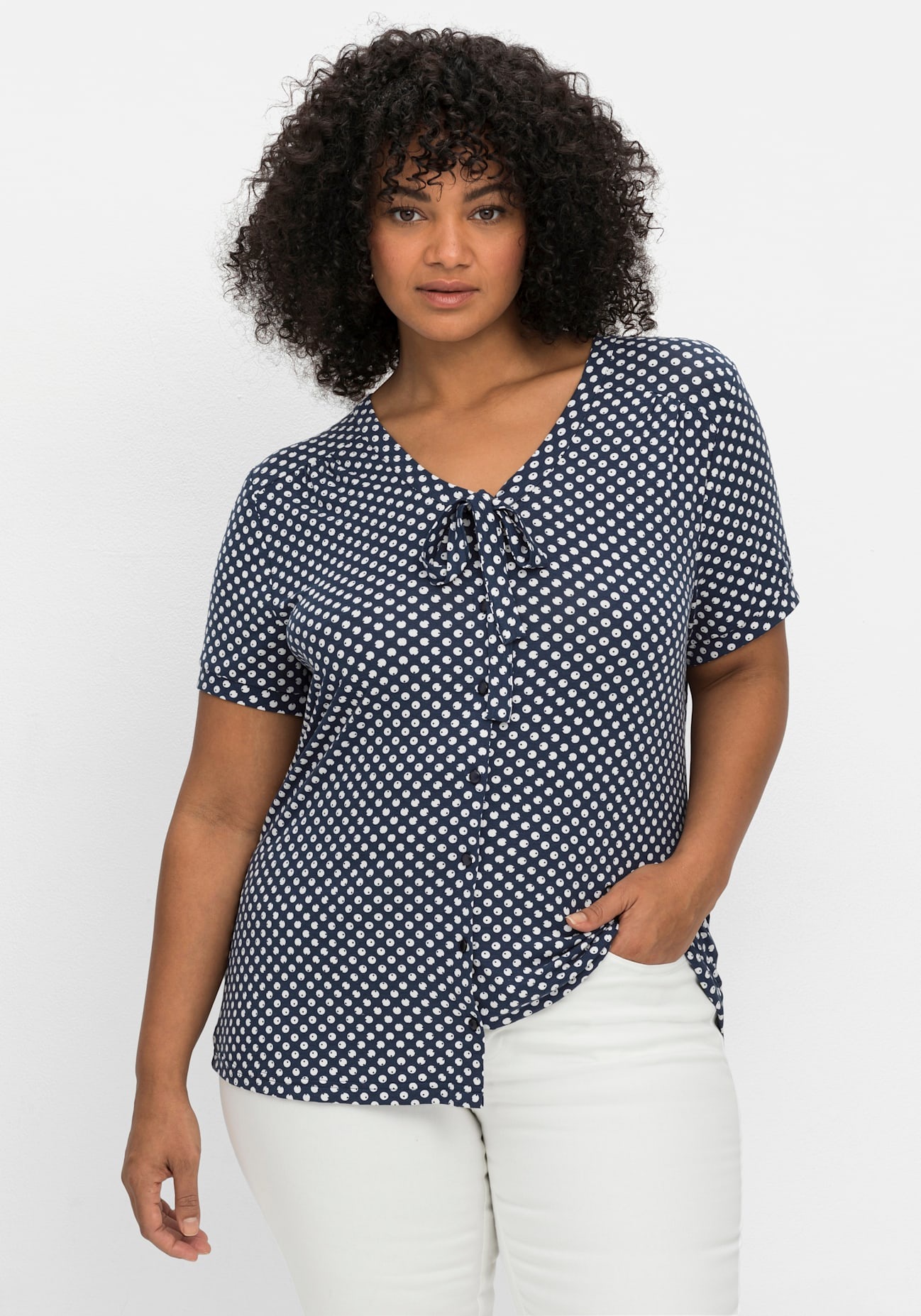 sheego by Joe Browns Kurzarmshirt »Blusenshirt«, (1 tlg.)