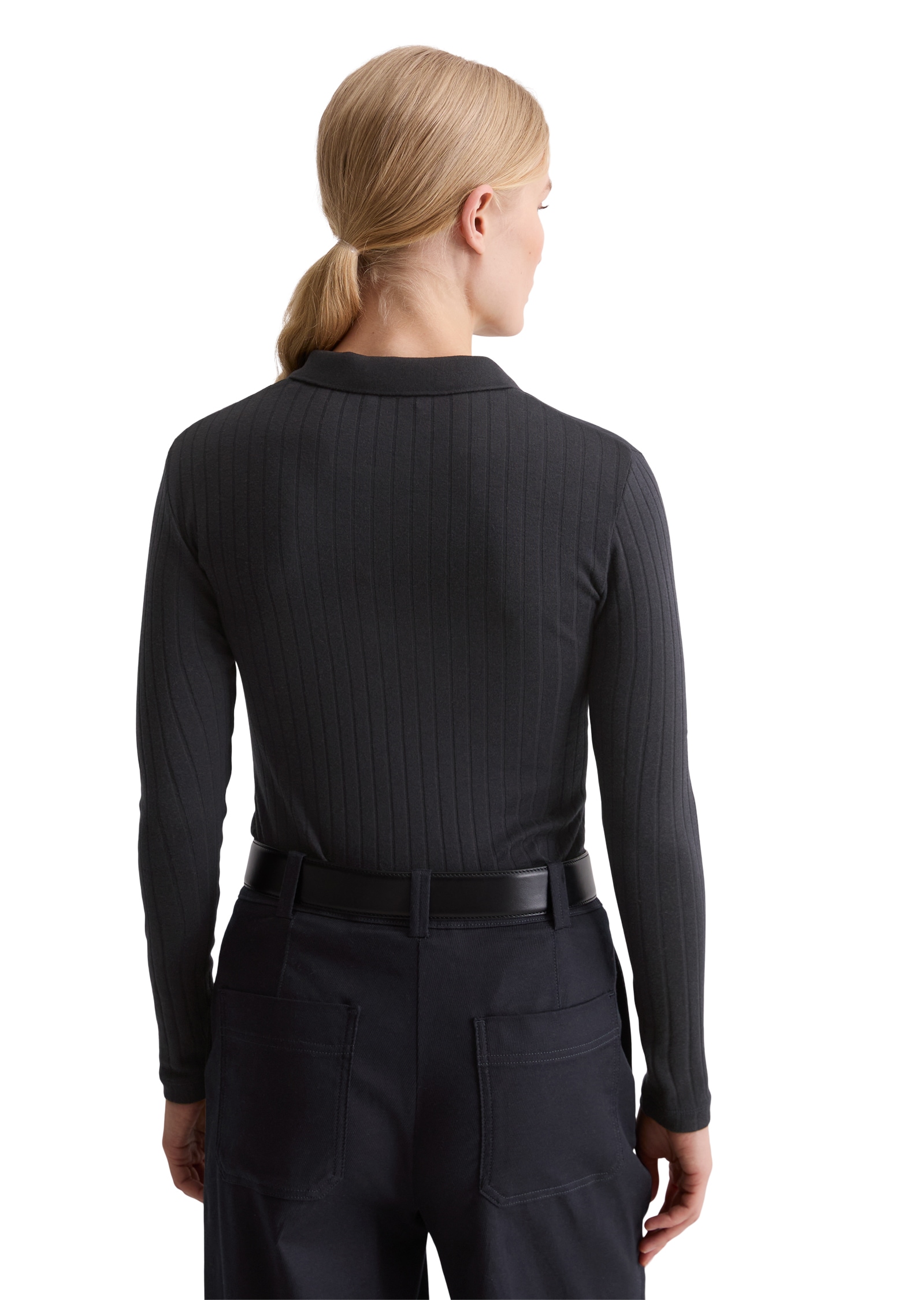 Marc O'Polo Langarm-Poloshirt Jersey aus Organic-Cotton-Modal-Mix, regular fit