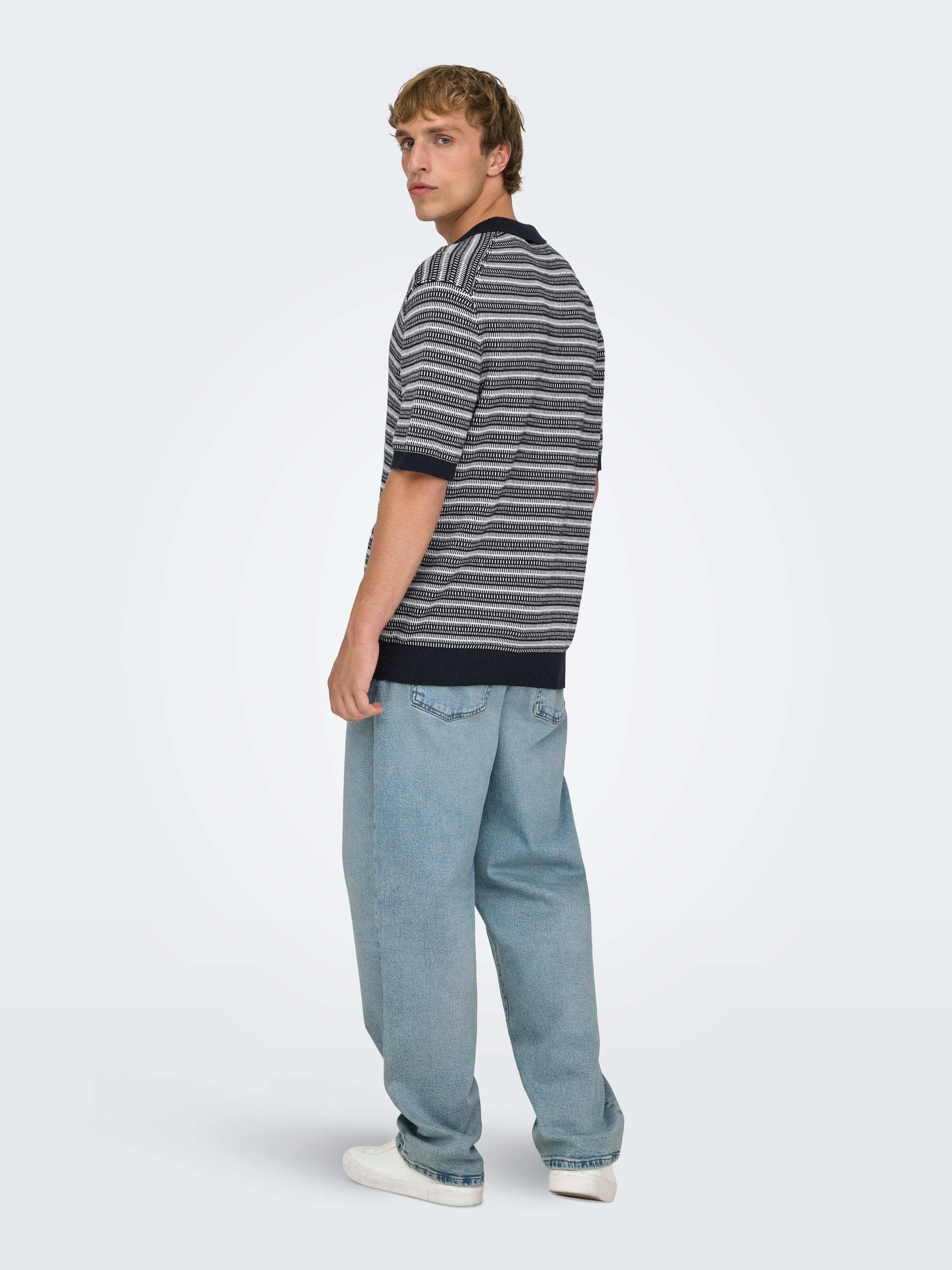 ONLY & SONS Pull à col polo »ONSTILO REG SS SPLIT NECK KNIT NOOS« coton, coupe régulière