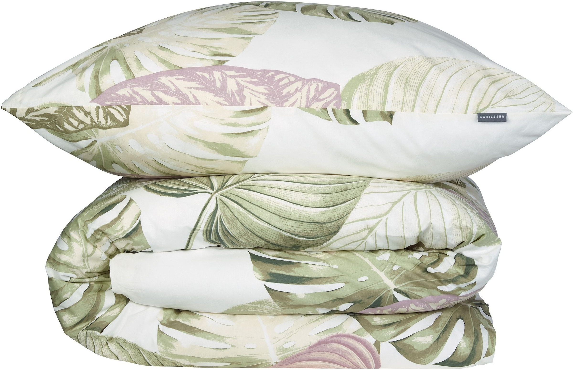 Image of Schiesser Bettwäsche "Bretta aus weicher Baumwolle mit filigranem Palmwedel-Muster" 2 Stk. OEKO-TEX MADE IN GREEN