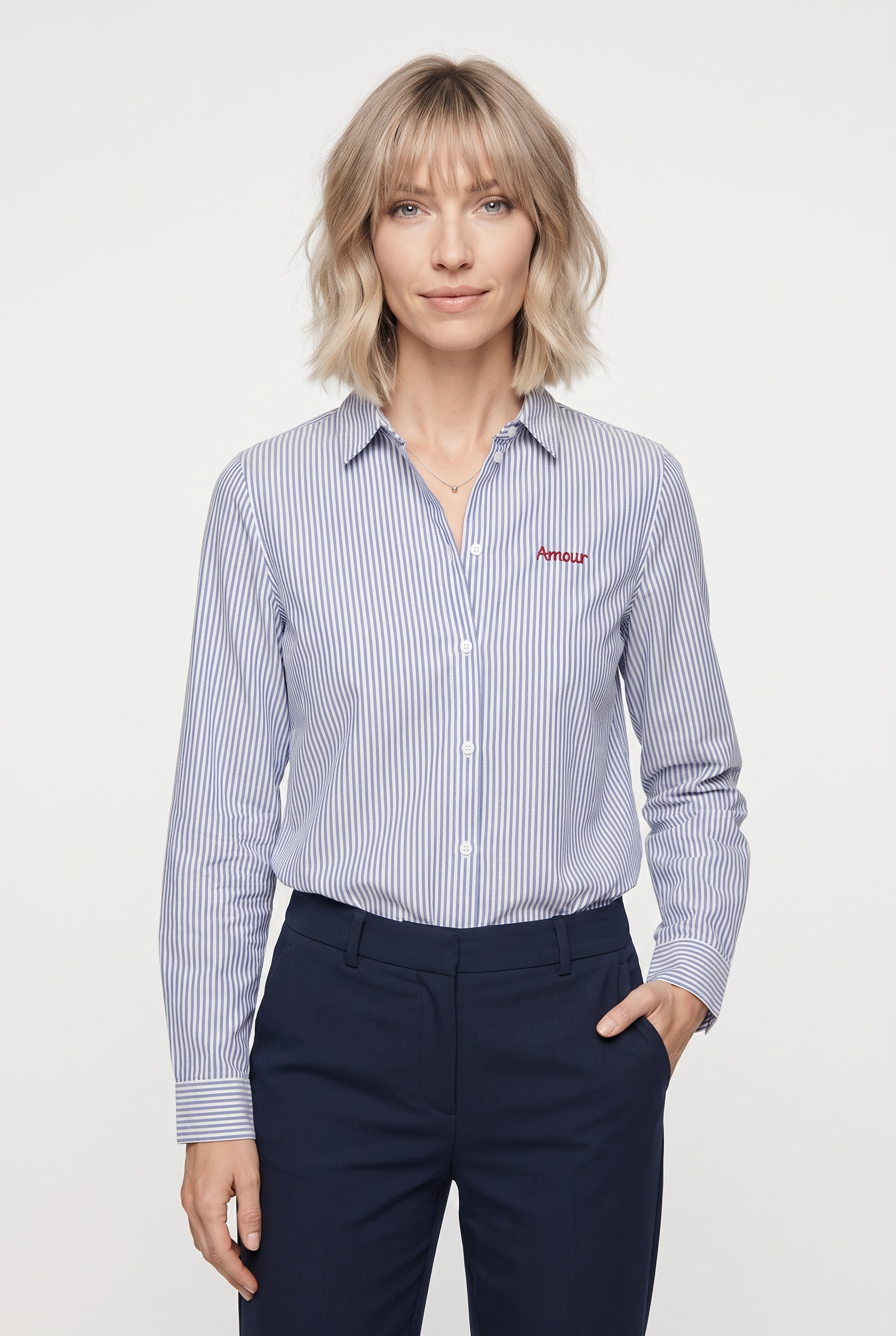 pieces Blouse à manches longues »PCIRENE LS SHIRT WVN NOOS« coton, coupe régulière