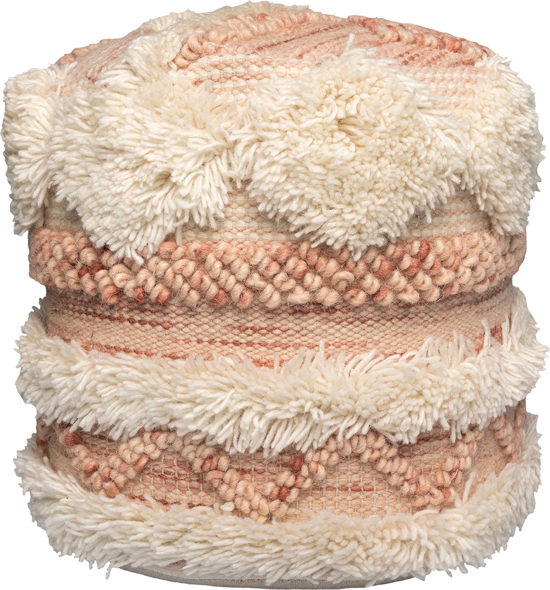Image of Kayoom Pouf "Bohist 225 35cm x 35cm, Strukturen mit Fransen und Quasten" 1 Stk. tlg. handgefertigt, Unikat, sehr gut kombinierbar, vielfältig im Einsatz