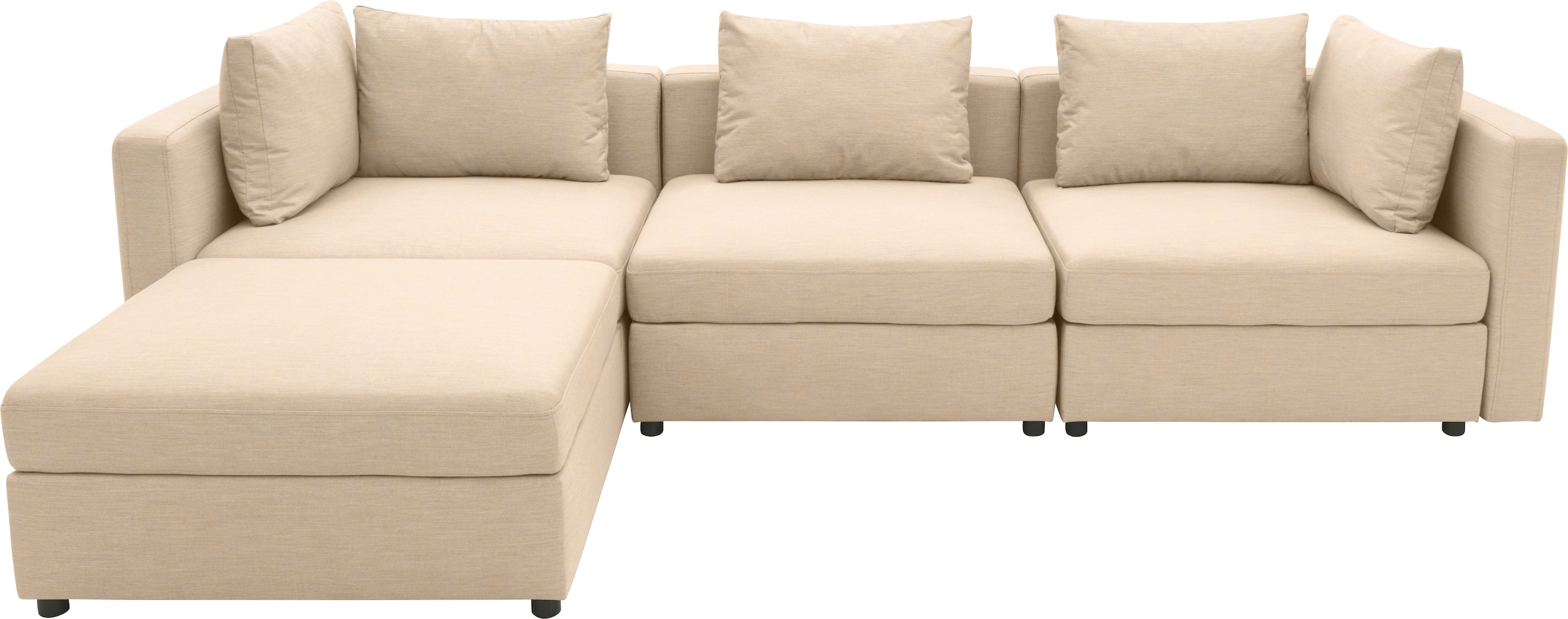 DOMO collection Ecksofa »Solskin, individuell erweiterbar/kombinierbar L-Form«, mit losen Kissen. Rücken- und Seitenteile als Stecksystem.