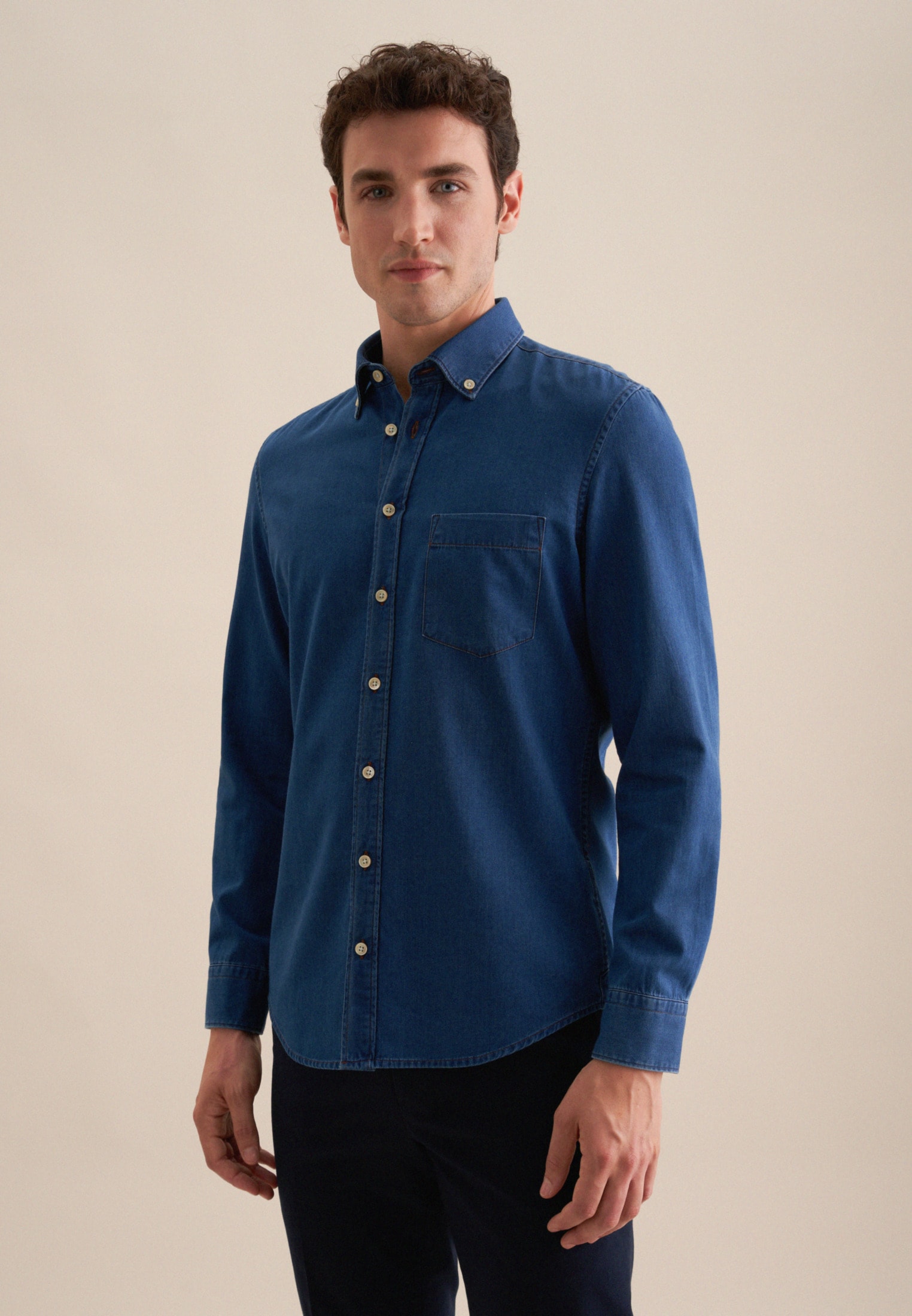 Image of seidensticker Businesshemd "Schwarze Rose" Slim 1/1 Button-Down-Kragen Uni