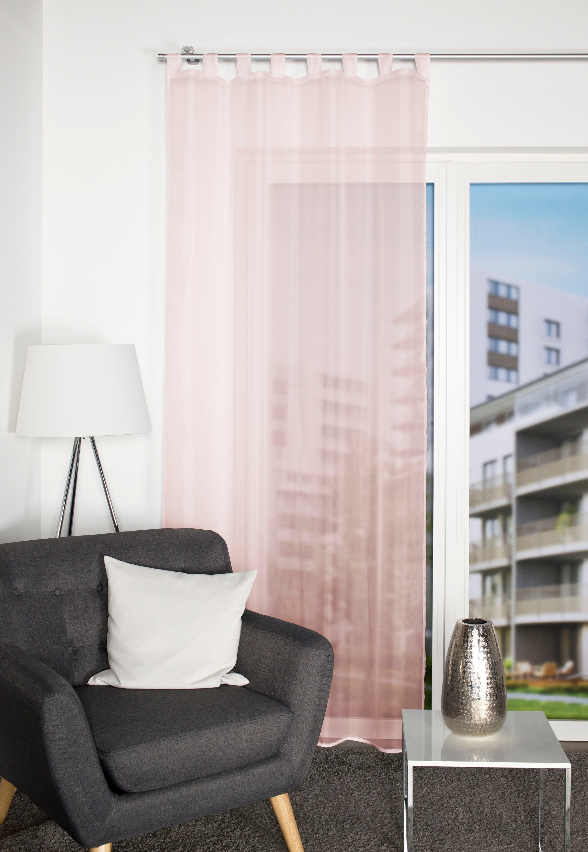 HOME WOHNIDEEN Vorhang »NESSI«, (1 St.), Uni, Voile, transparent, Schlaufen  inkl. Zugband acheter confortablement