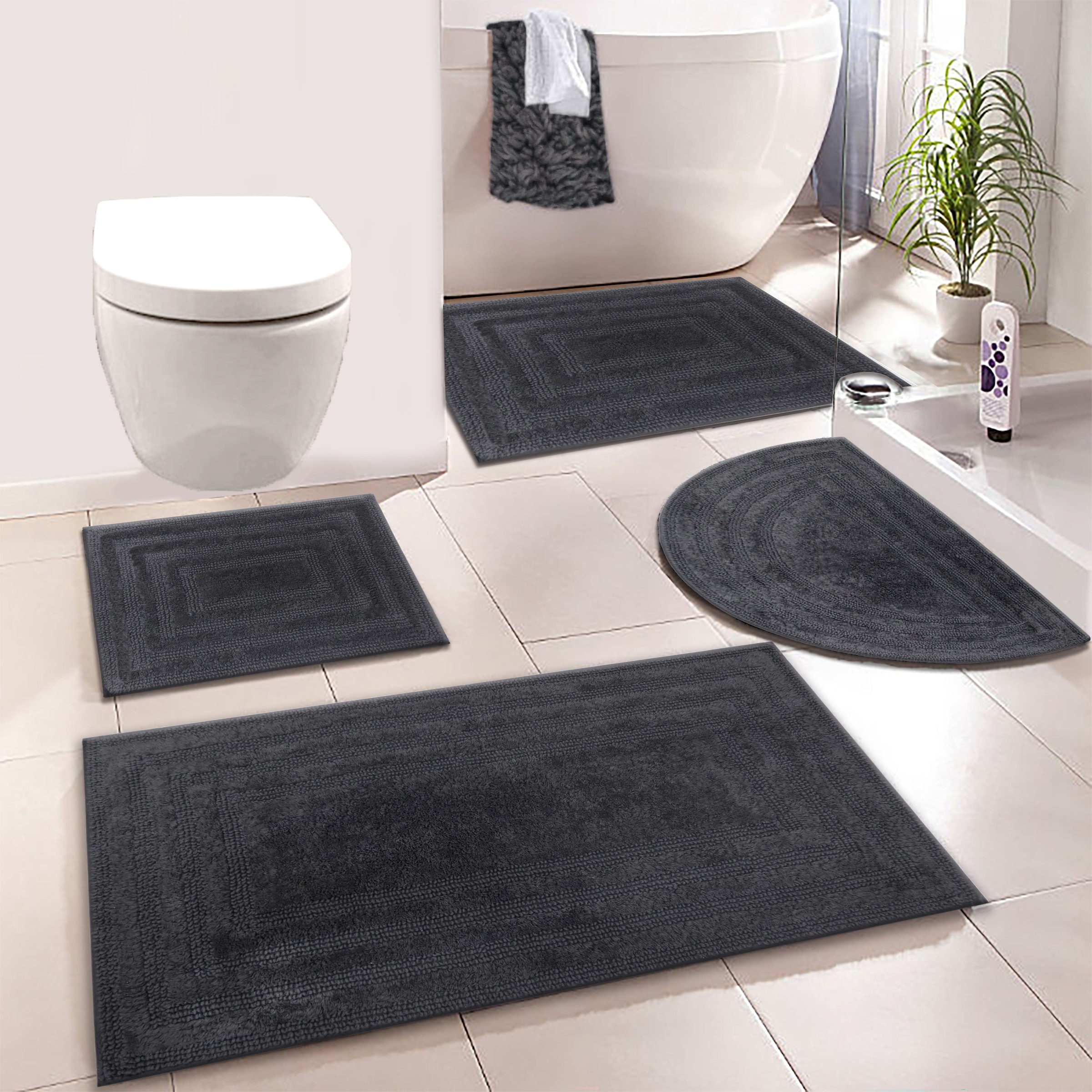 Image of my home Badematte "Inga, Rahmen, Badvorleger, Badezimmer Teppich" Höhe 18 mm beidseitig nutzbar fussbodenheizungsgeeignet strapazierfähig 100% Baumwolle, Hoch-Tief-Effekt, weich, trocknergeeignet