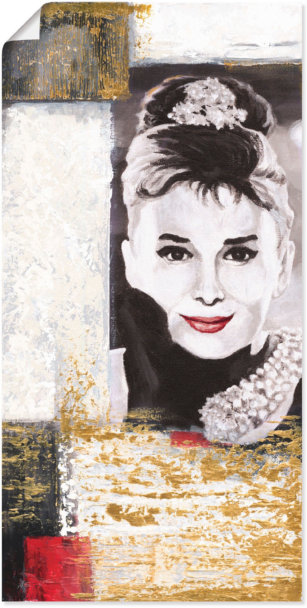 Image of Artland Wandbild »Hollywood Legenden VI - Audrey Hepburn«, Porträts, (1 St.), in vielen Grössen & Produktarten -Leinwandbild, Poster, Wandaufkleber / Wandtattoo auch für Badezimmer geeignet bei Ackermann Versand Schweiz