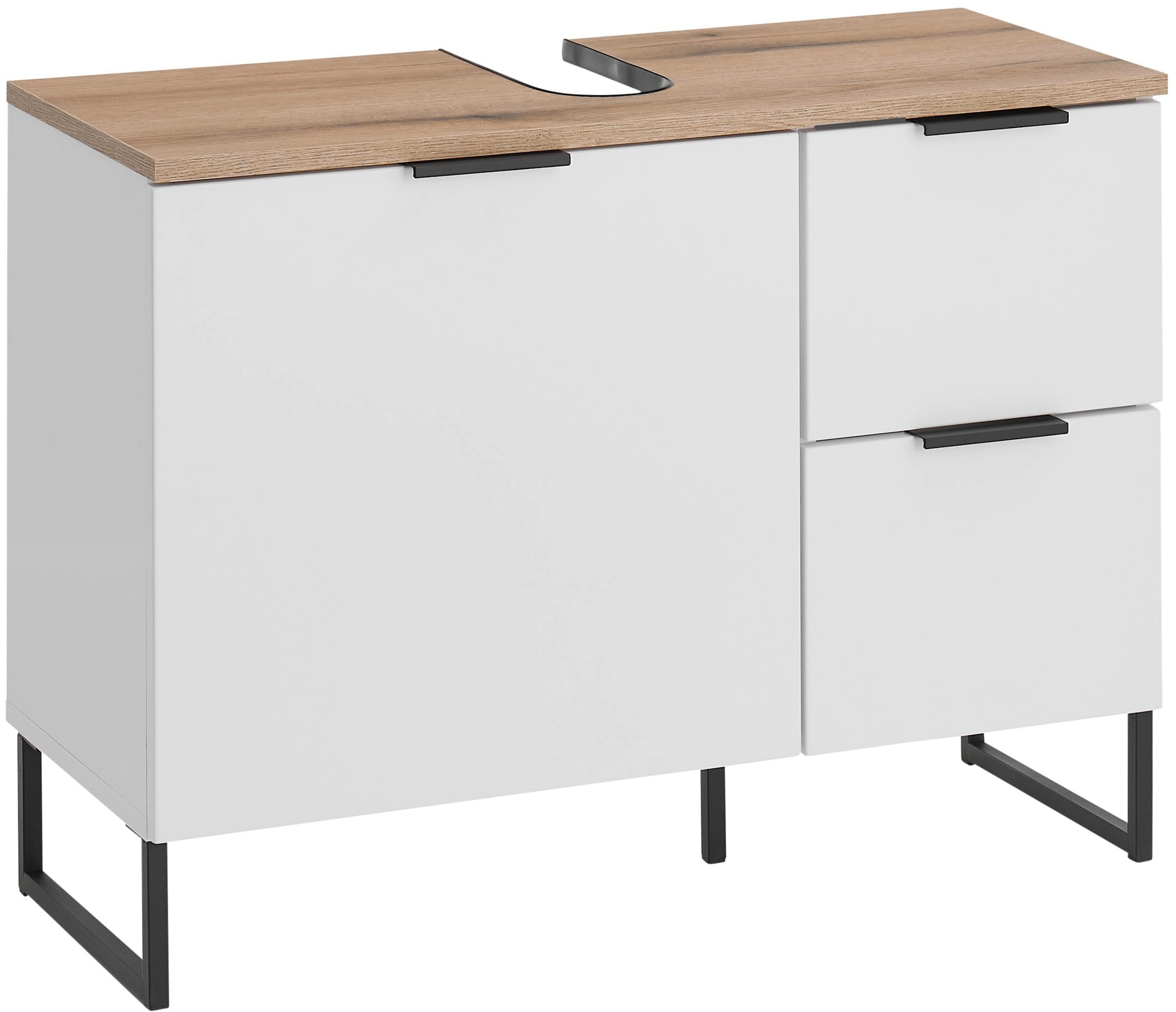 BASIC by Balculina Armoire sous lavabo »Denver Waschbeckenunterschrank, Badezimmerschrank BxHxT 80x60x35« 1 cuis tlg. largeur 80 cm, porte montable à gauche/droite, Softclose