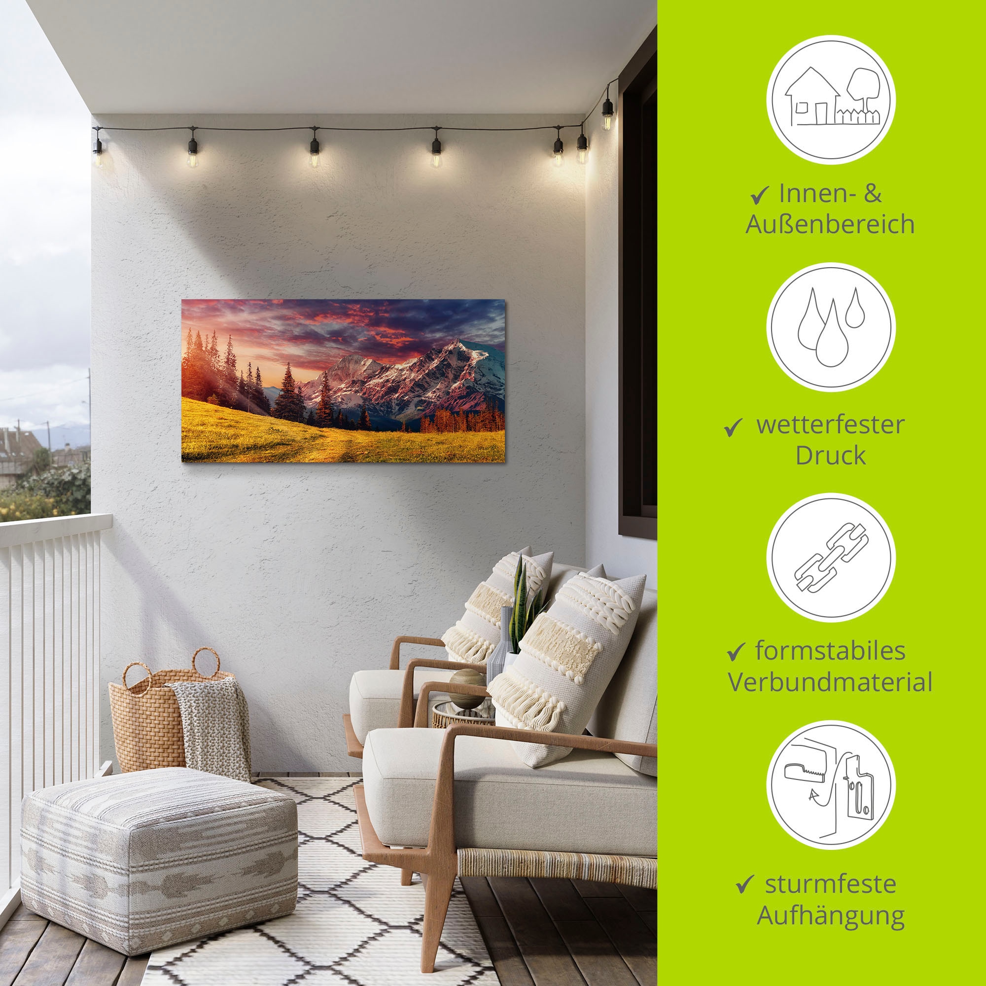 Artland Wandbild »Alpines Hochland«, Berge & Alpenbilder, (1 St.), als Alubild, Outdoorbild, Leinwandbild in verschied. Grössen