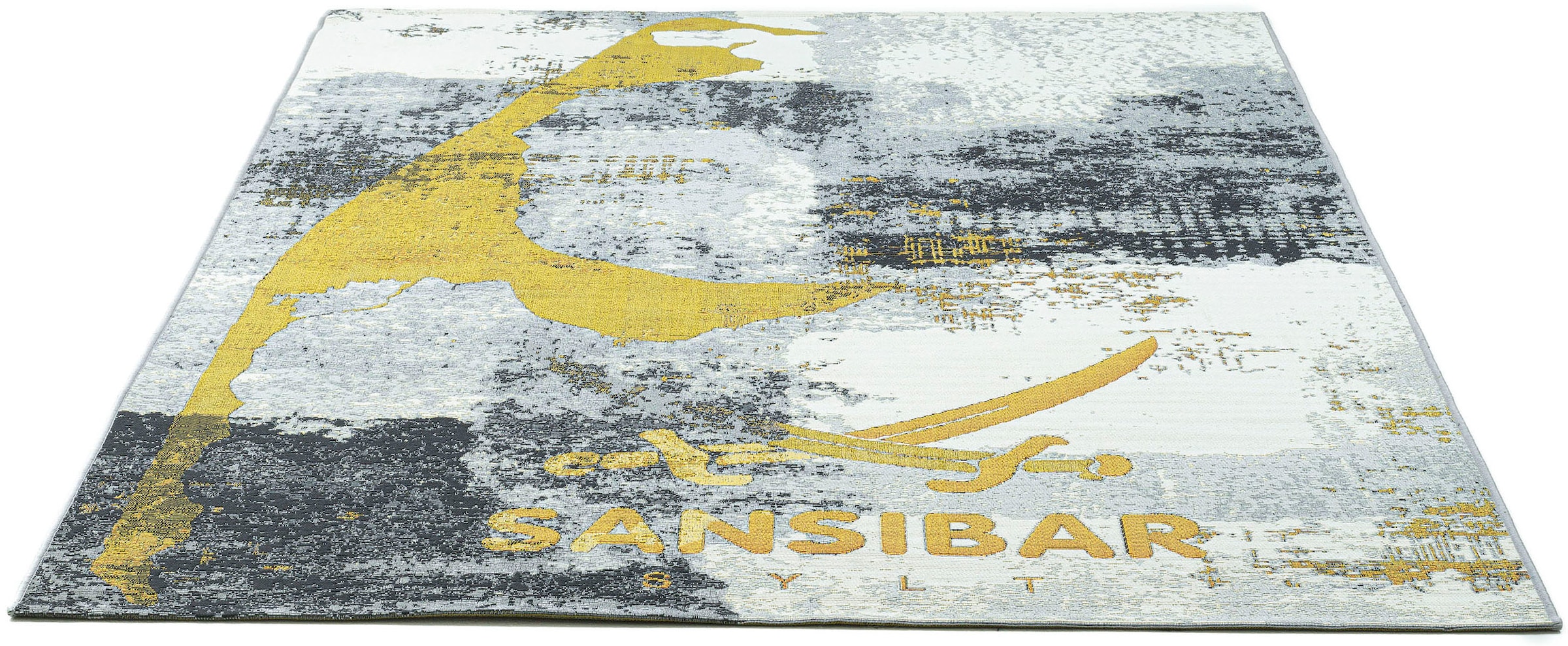 Sansibar Teppich »Rantum Beach SA-028«, rechteckig, Flachgewebe, modernes Design, Motiv Sylt, In- und Outdoor geeignet