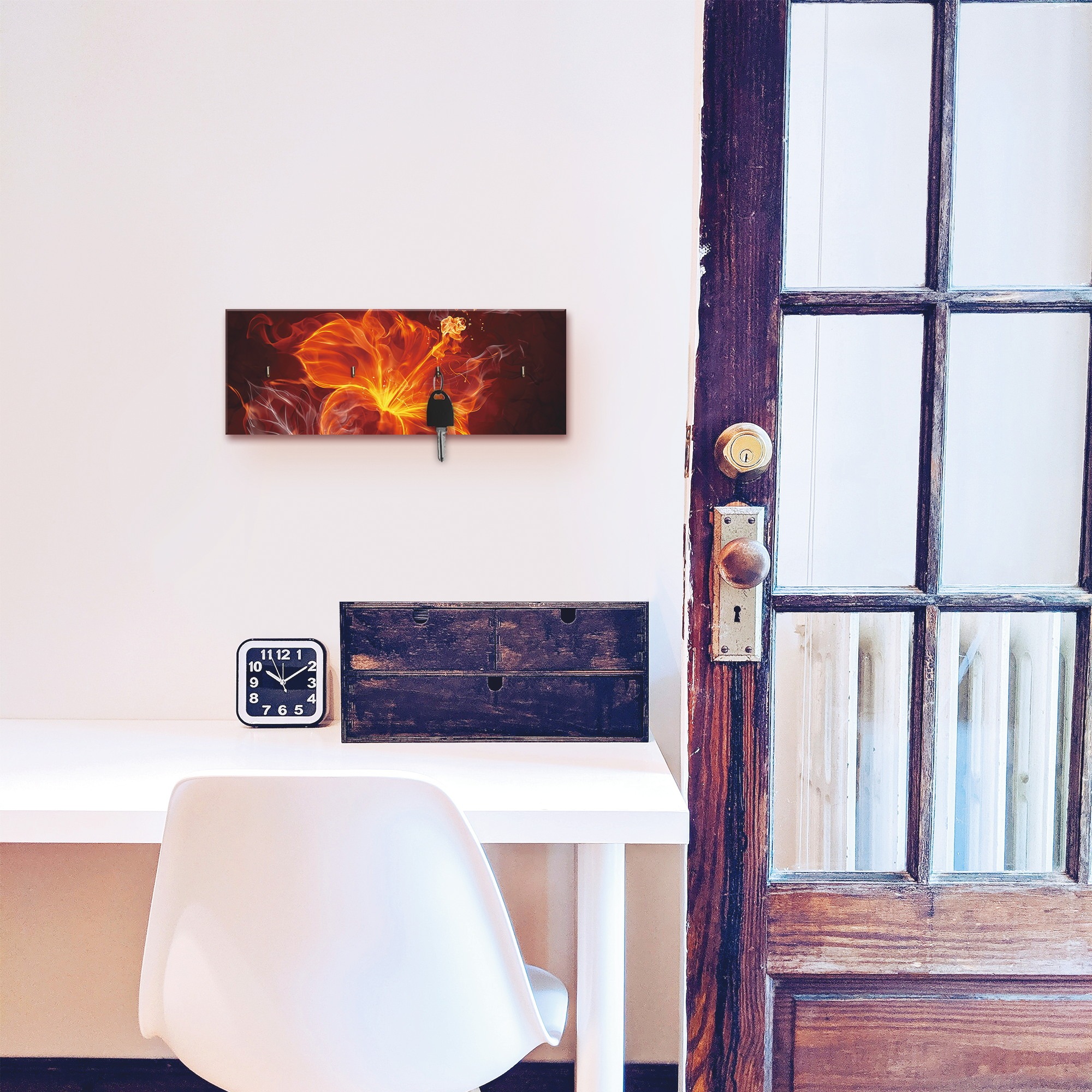 Image of Artland Hakenleiste »Feuerblume«, aus Holz mit 4 Schlüsselhaken – Schlüsselboard, Schlüsselbretter, Schlüsselhalter, Schlüsselaufhänger für den Flur – Stil: Modern bei Ackermann Versand Schweiz