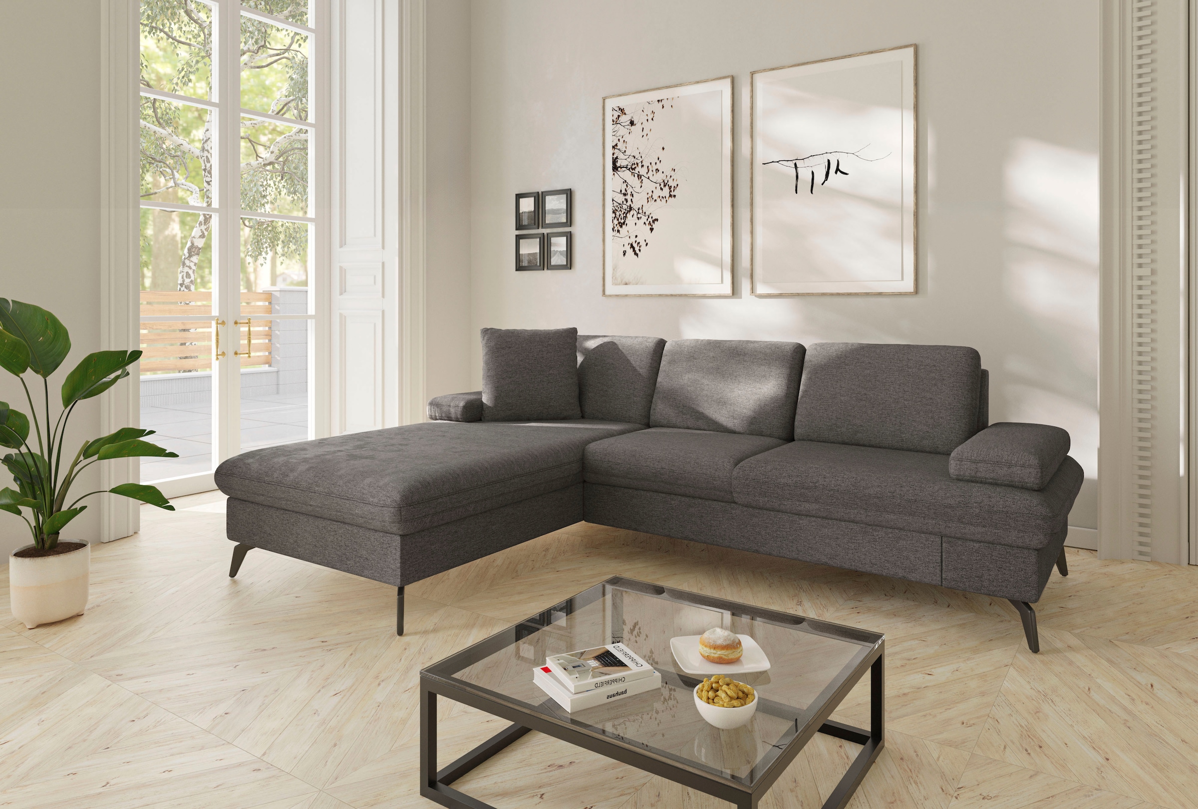Image of sit&more Ecksofa "Morris Jubi L-Form, B: 247 cm" mit Armteilfunktion & 1 Zierkissen, optional Bettfunktion