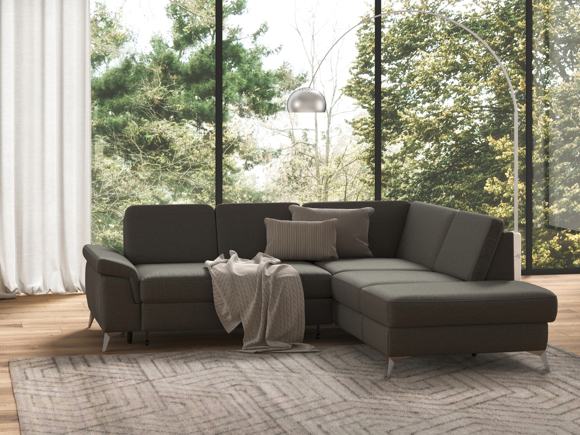 sit&more Ecksofa »Padua L-Form«, inklusive Sitztiefenverstellung, Armteilfunktion und Federkern