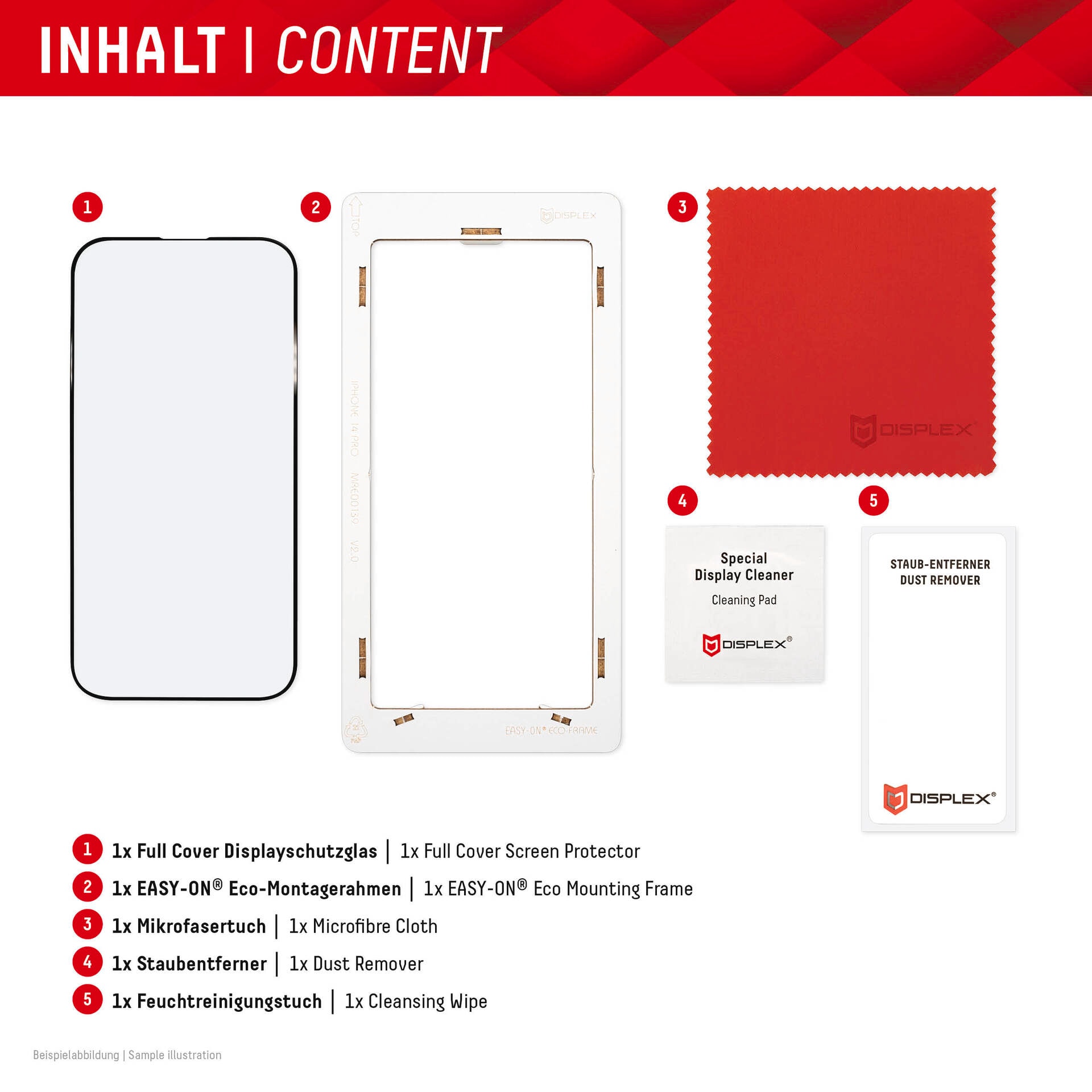 Displex Displayschutzglas »Real Glass FC« für Apple iPhone 15;Apple iPhone 15 Pro Displayschutzfolie Displayschutz kratzer-resistent 10H splitterfest