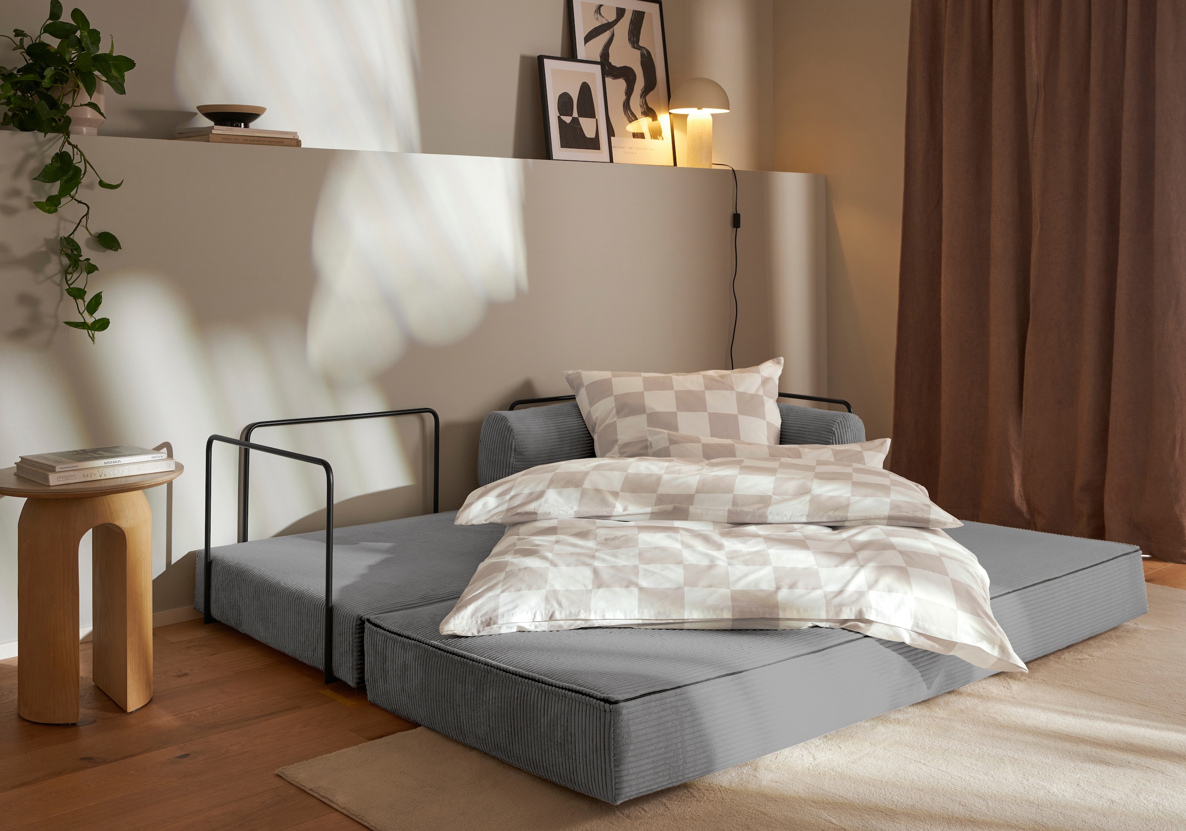 homsy by Ana Johnson Schlafsofa »Folda, Dauerschläfer, Breite 206 cm, Liegefläche 181x198 cm« mit Bett-/Schlaffunktion, inkl. 1x Zierkissen, Tonnentaschenfederkern