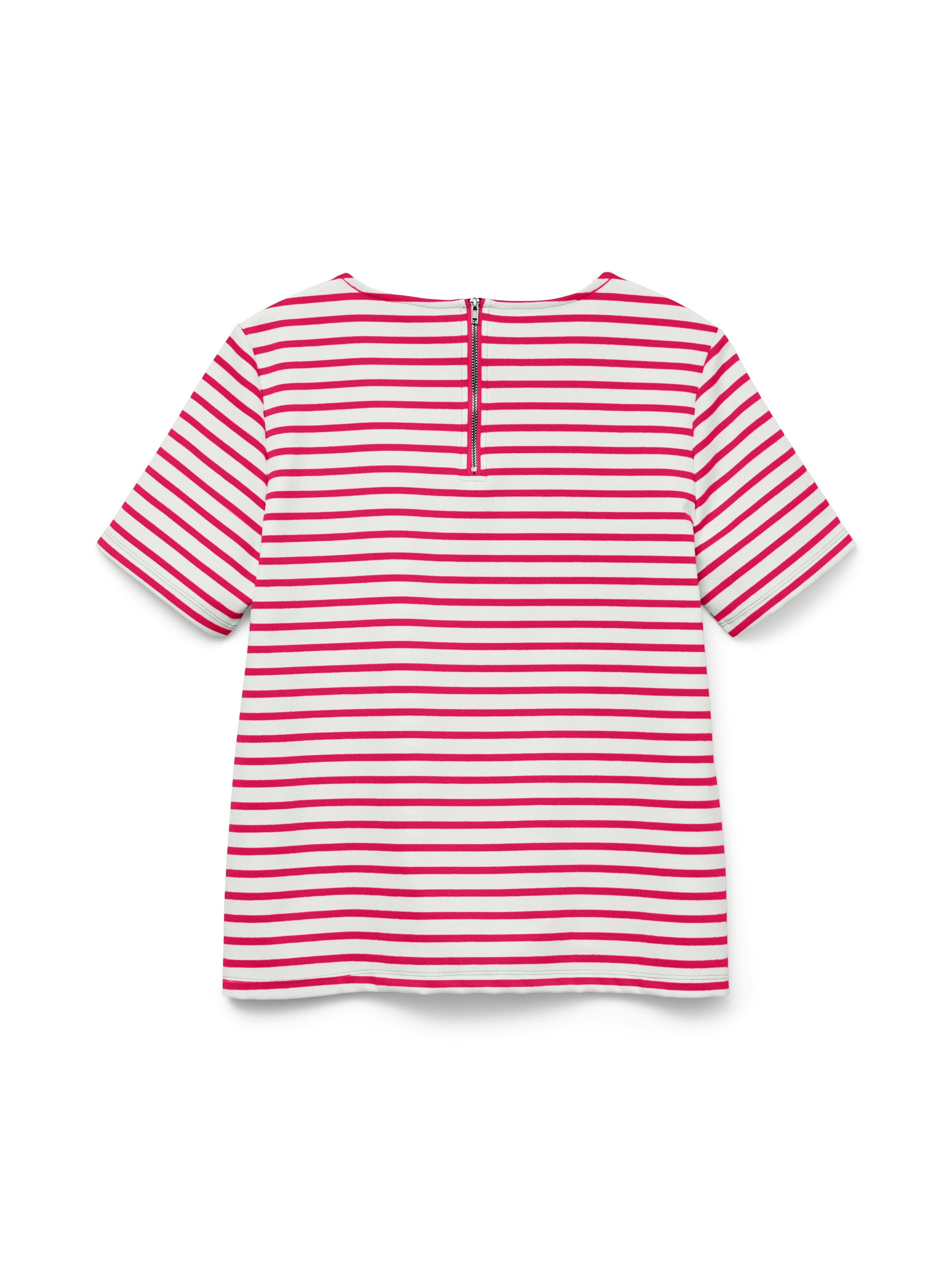 Vero Moda Rundhalsshirt »VMABBY SS ZIP TOP JRS NOOS« Materialmix, regular fit
