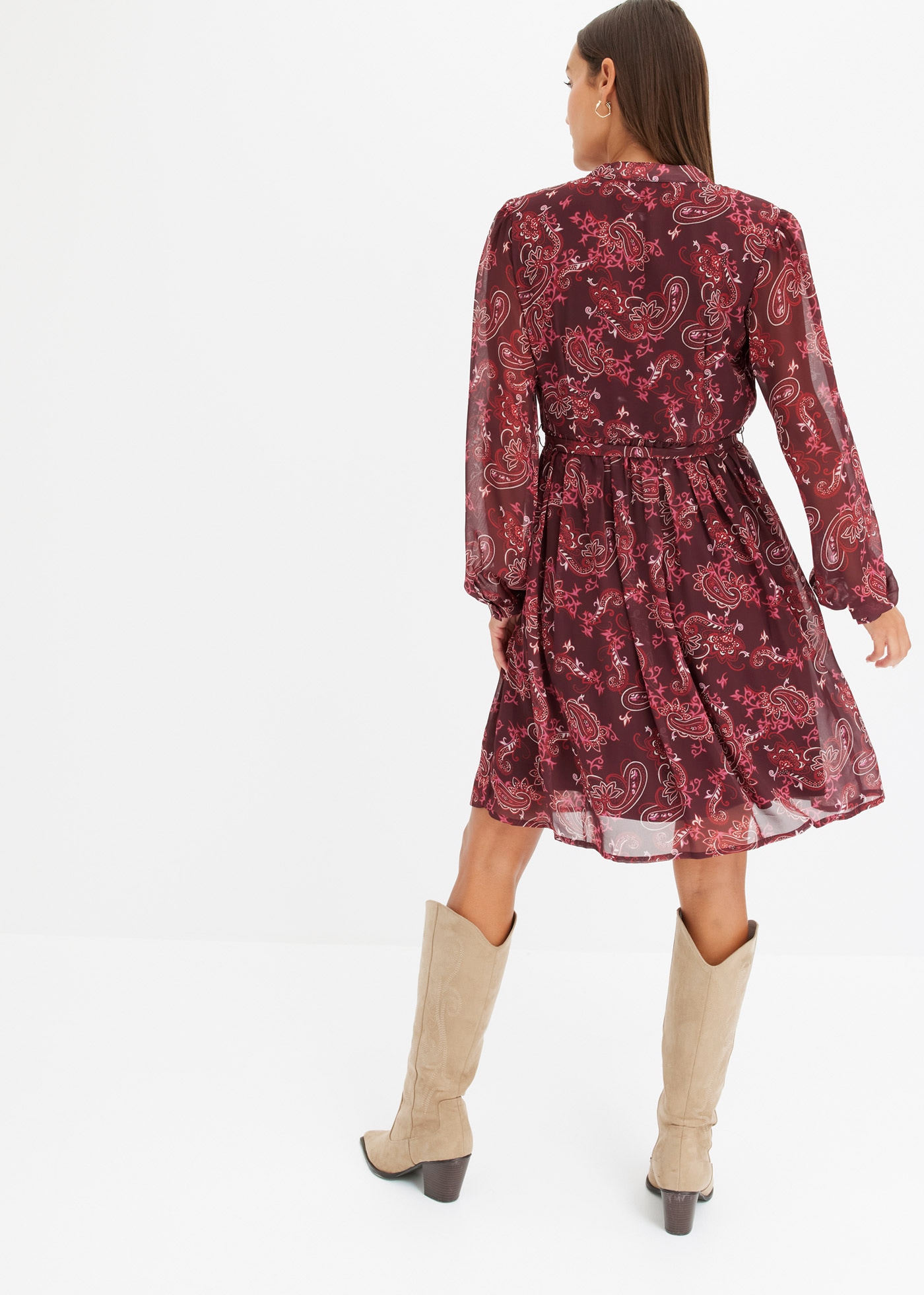 bonprix Robe en mousseline de soie für stilvollen Auftritt, aus Polyester, ausgestellte Passform