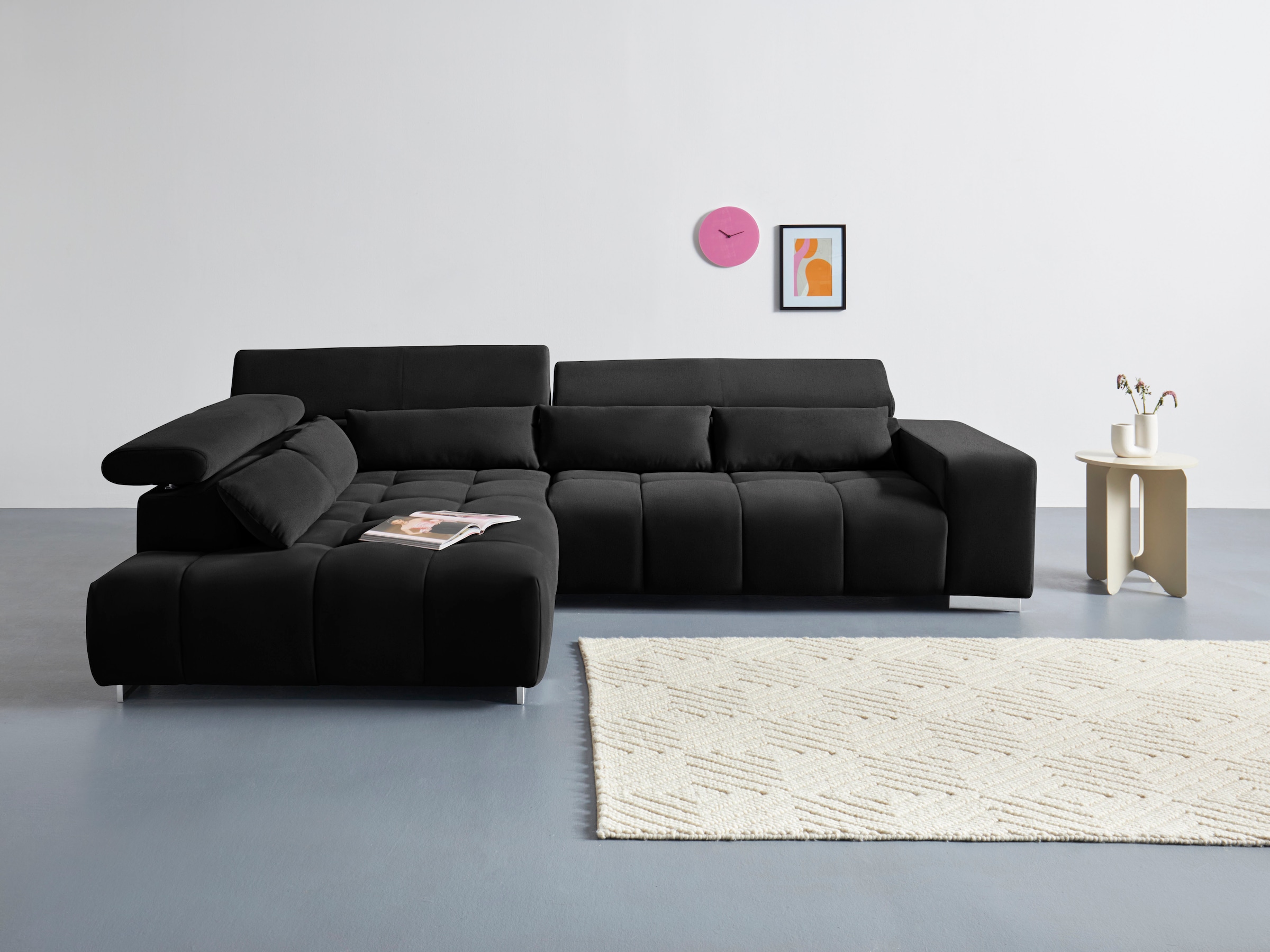 COTTA Canapé d'angle »Orion L-Form, B: 310 cm« réglage de la tête & 5 coussins lombaires