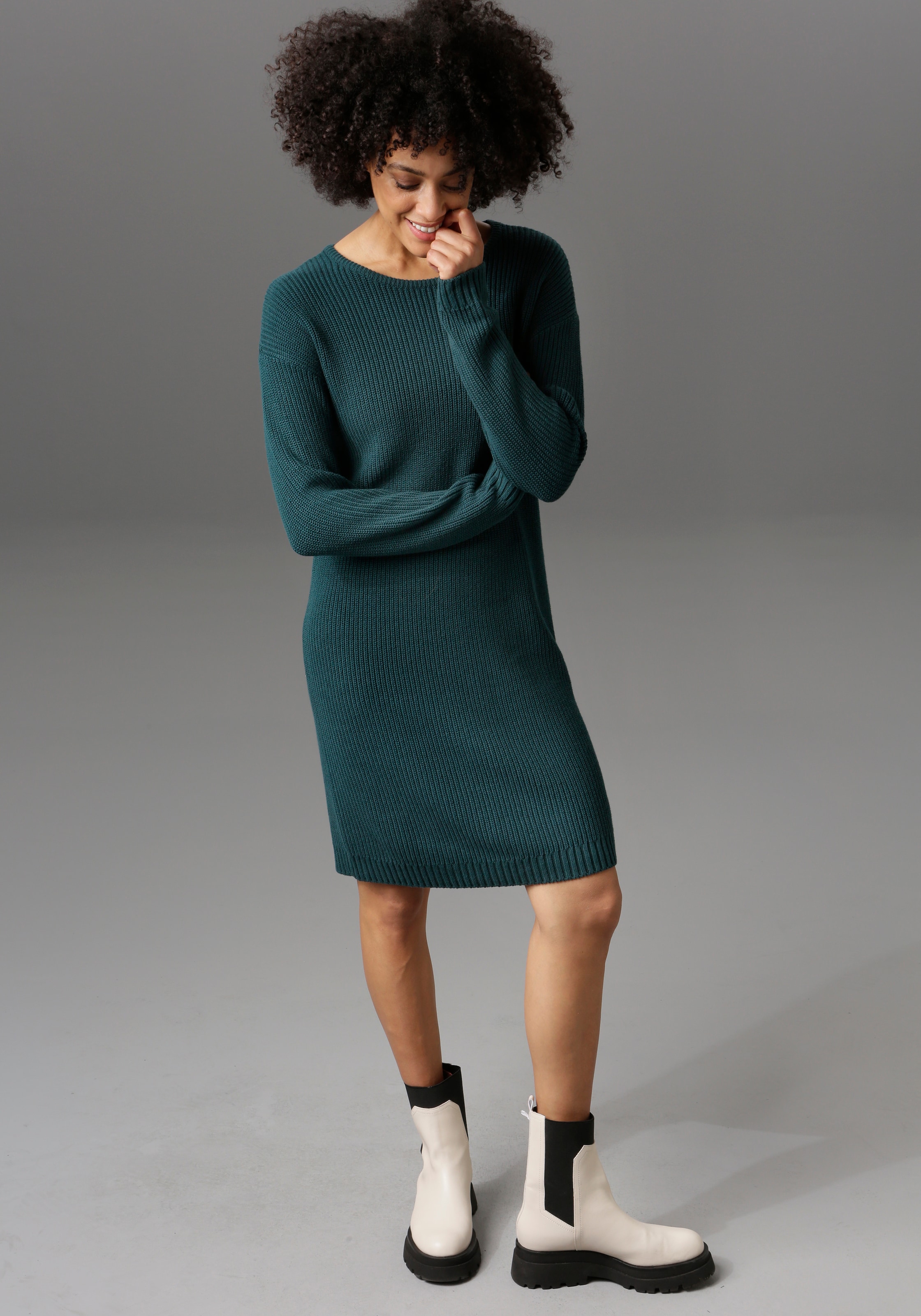 Aniston CASUAL Strickkleid, mit Rundhals-Ausschnitt versandkostenfrei auf