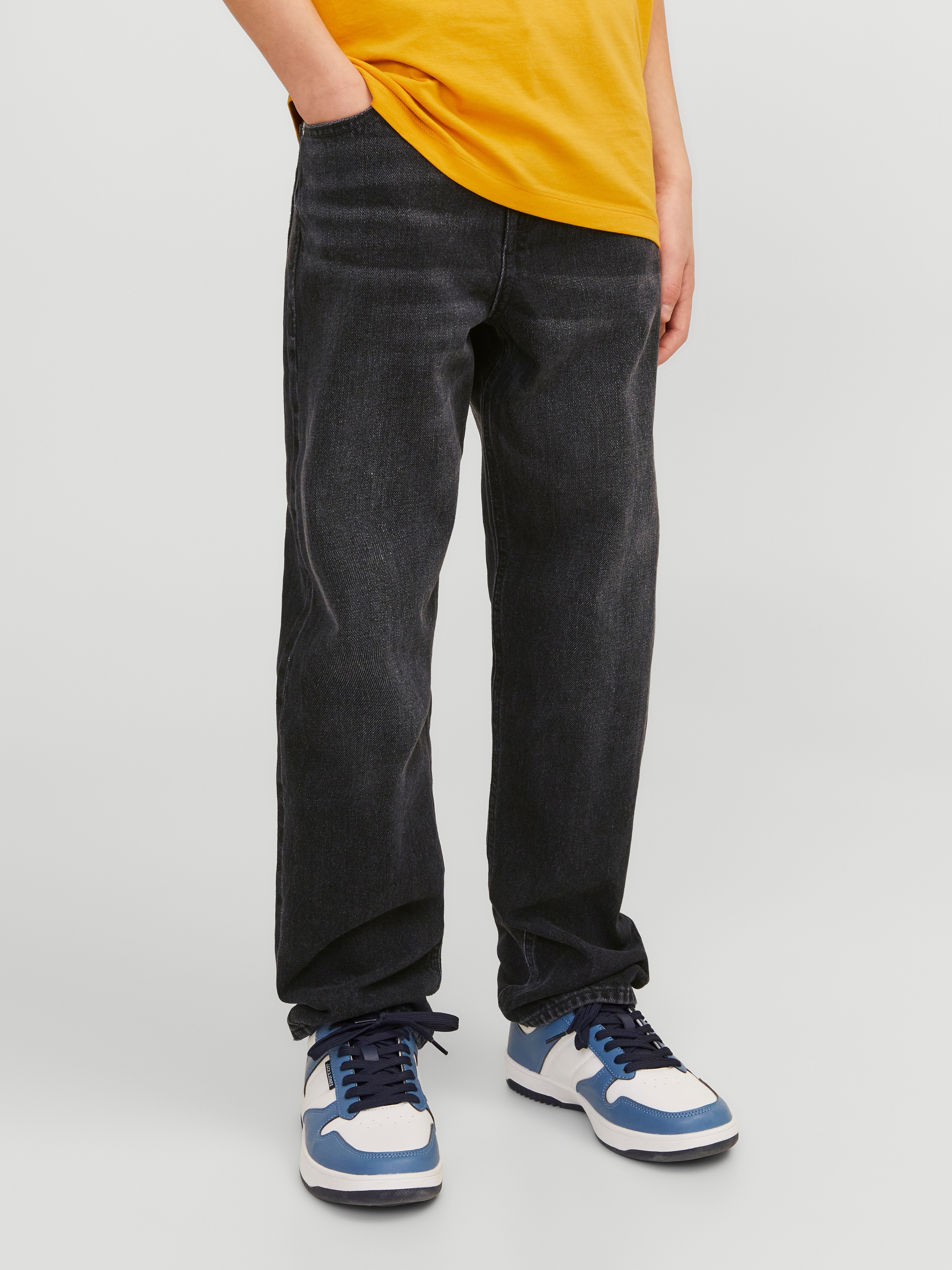 Image of Jack & Jones Junior Relax-fit-Jeans "JJICHRIS bequem, pflegeleicht, mit Taschen" Abriebeffekte, modisch, loose fit, Denim