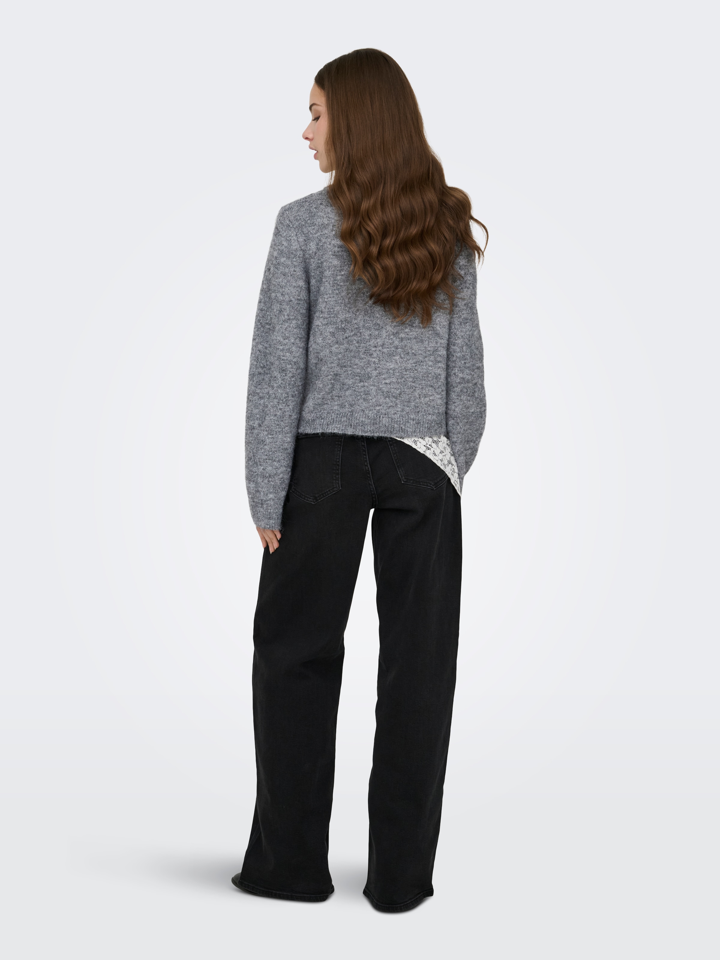 ONLY Strickjacke »ONLMIGGIE LS O-NECK PEARL CARDIGA EX KNT« Materialmix, regular fit