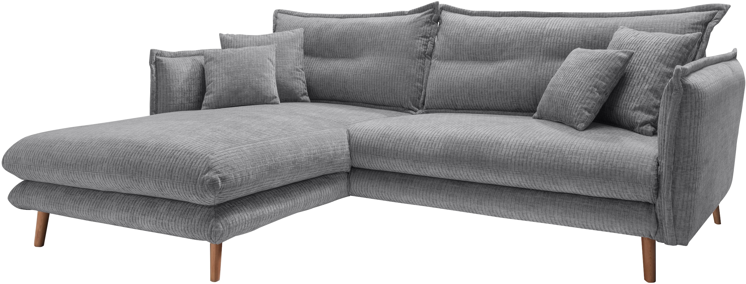 Home affaire Ecksofa »Lazio modern und bequem, schmale Armlehnen, tolle Detailverarbeitung« zwei verschiedene Fussfarben wählbar