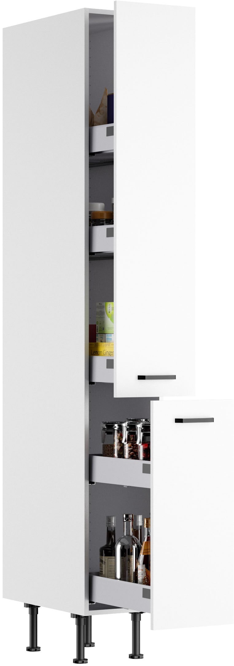 KOCHSTATION Apothekerschrank »KS-Lucy« Breite 30 cm, mit 2 Auszügen, Soft-Close, höhenverstellbare Füsse