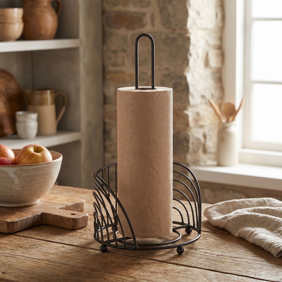 Image of Ambiente Haus Küchenrollenhalter "Küchenrollenständer in schwarz (H) 35cm" Papiertuchhalter