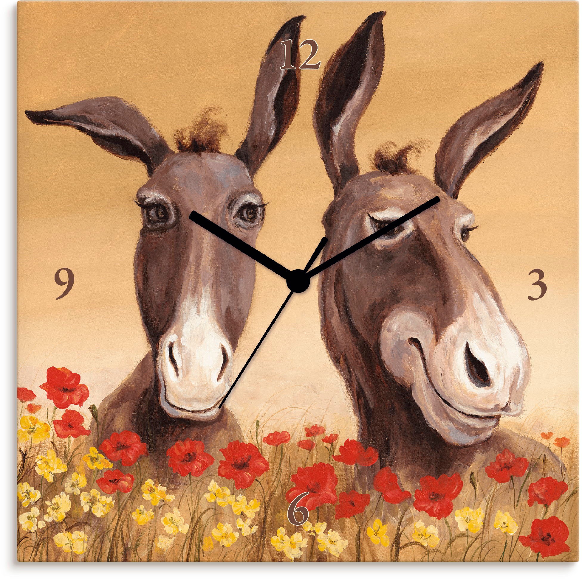 Image of Artland Wanduhr »Esel«, lautlos, ohne Tickgeräusche, nicht tickend, geräuschlos - wählbar: Funkuhr o. Quarzuhr, moderne Uhr für Wohnzimmer, Küche etc. - Stil: modern bei Ackermann Versand Schweiz