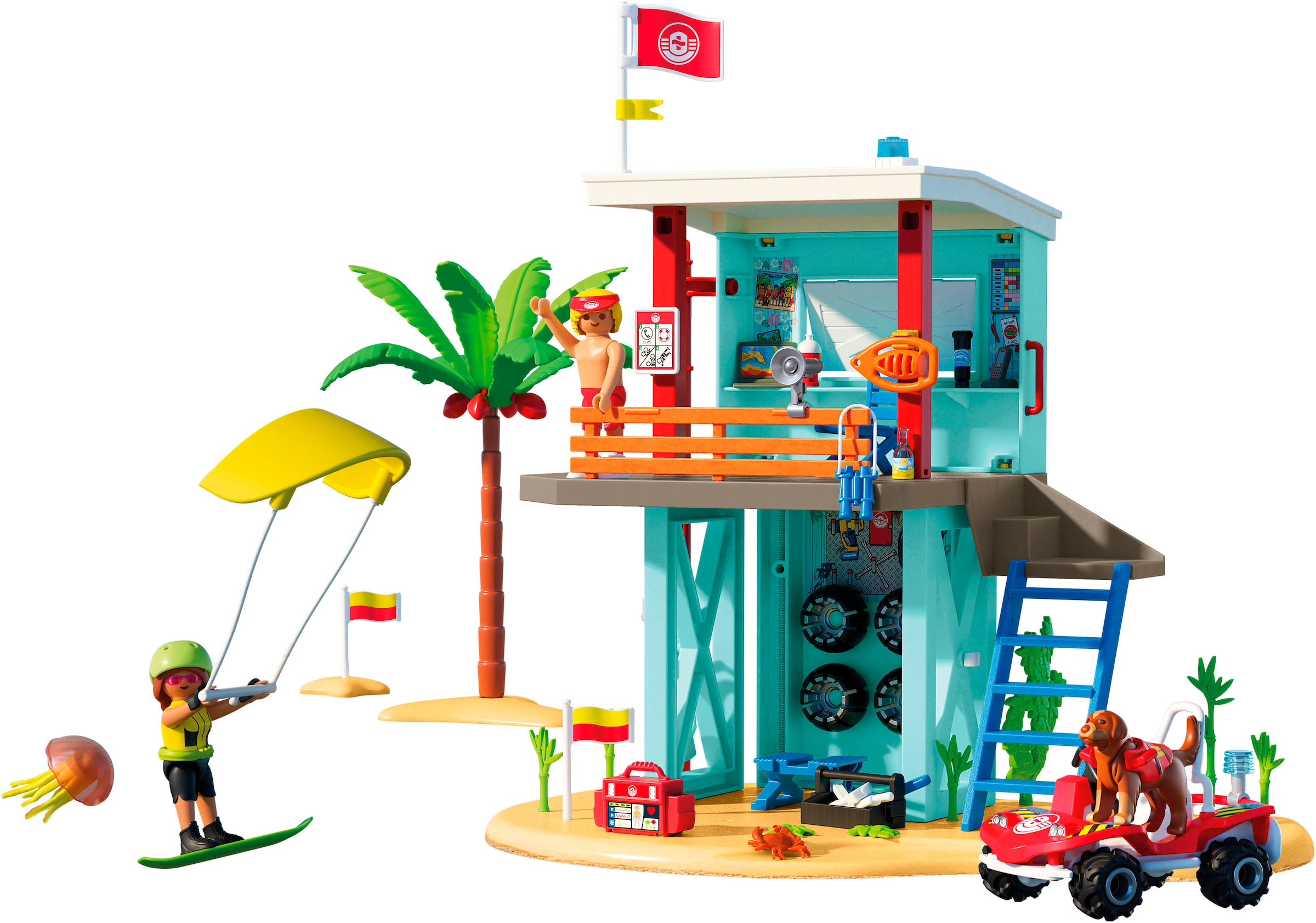Playmobil® Konstruktions-Spielset »Rettungsturm mit Beach buggy (71903), My Life« Made in Europe