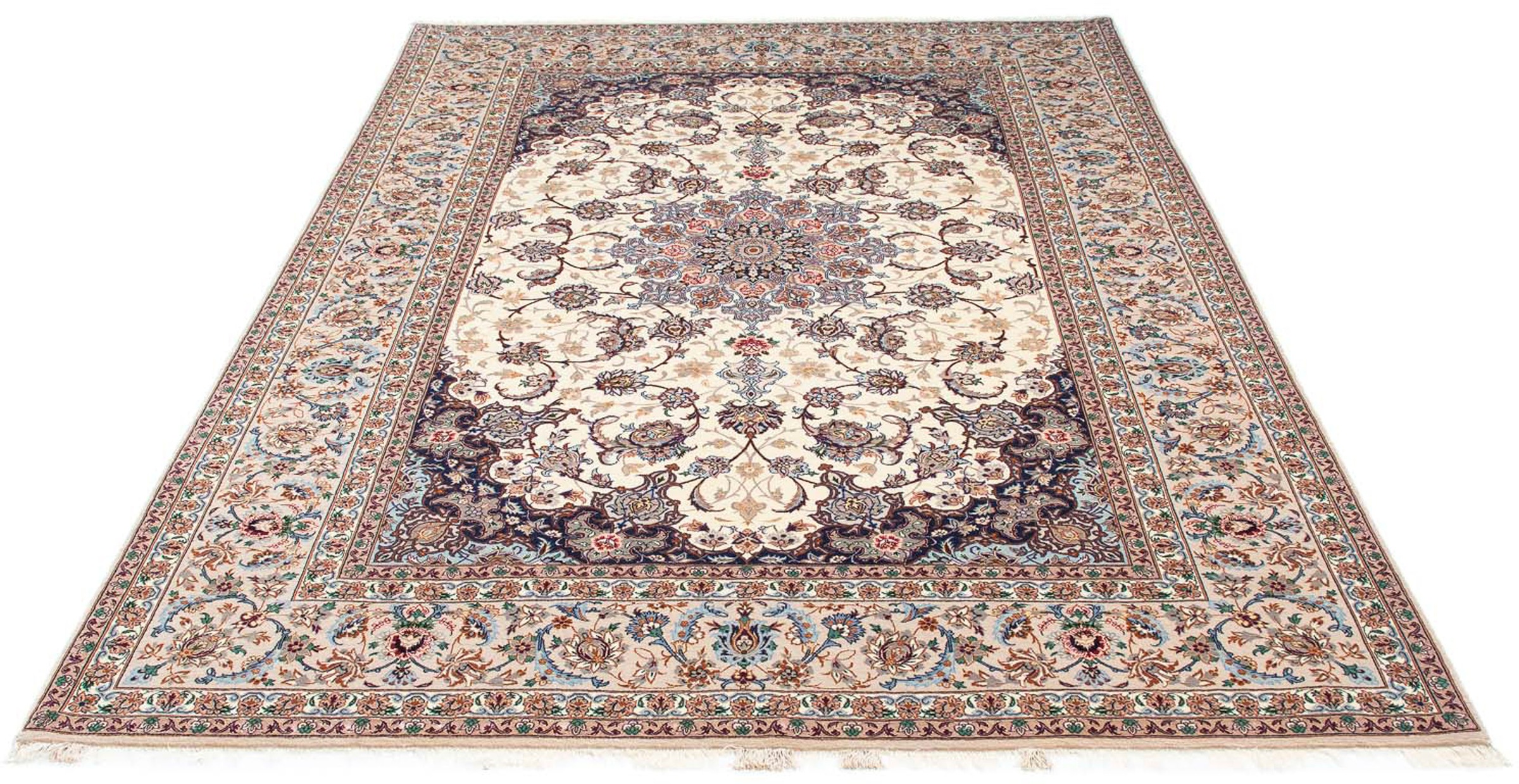Image of morgenland Orientteppich »Perser - Isfahan - Premium - 242 x 155 cm - beige«, rechteckig, 6 mm Höhe, Wohnzimmer, Handgeknüpft, Einzelstück mit Zertifikat bei Ackermann Versand Schweiz