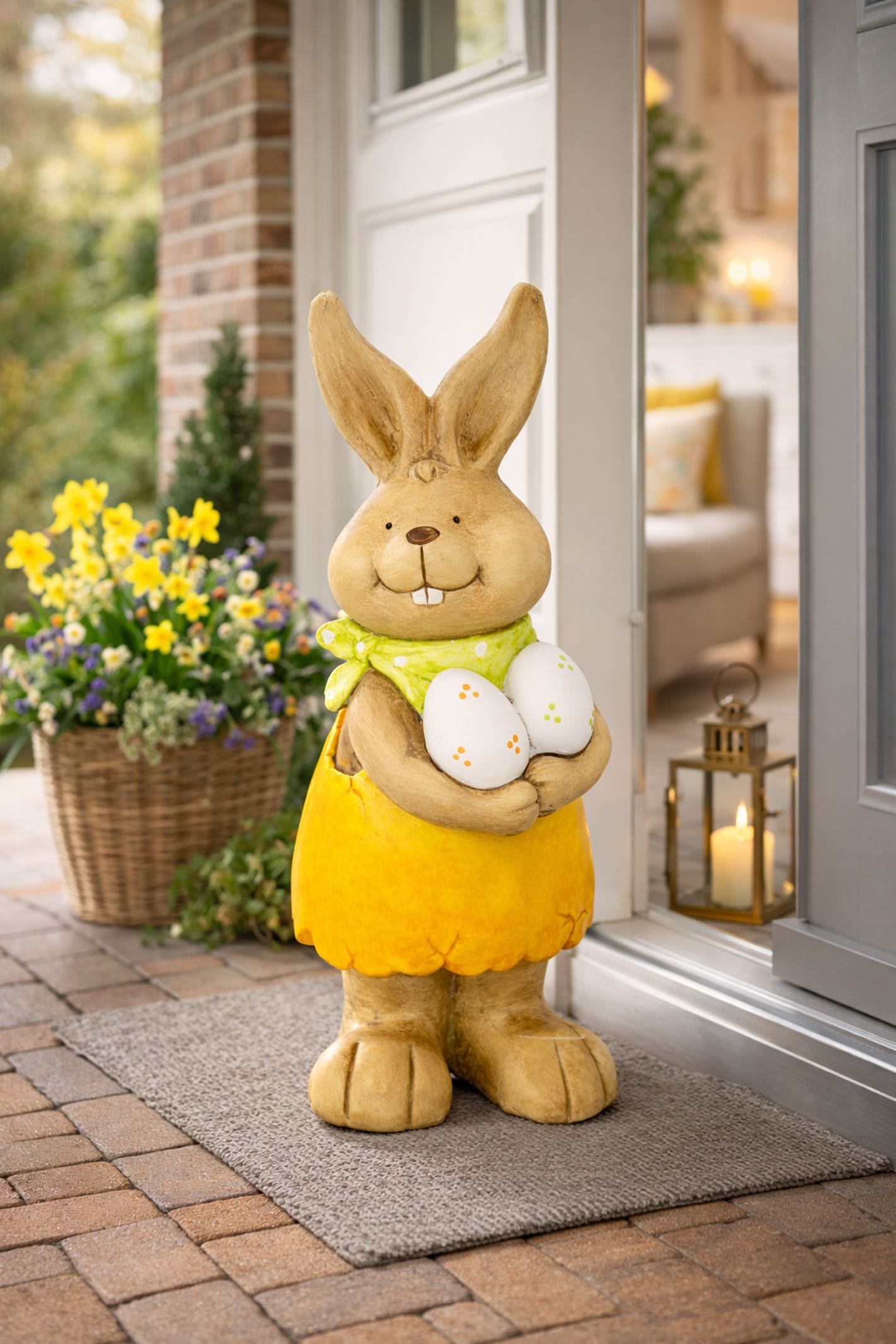 I.GE.A. Dekofigur »Deko Osterhase mit Eier« Figur 46 cm Deko Hase Osterdeko Hasenfigur Frühling Ostern Ostereier