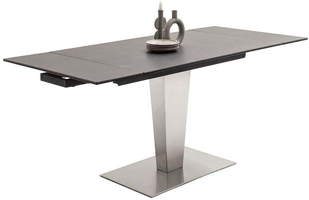 MCA furniture Esstisch »PESARO Auszugstisch mit Säule 120-180 cm« Einzelstück,  Keramik,Edelstahl,Stirnauszug,ausziehbar,Tischplatte 14 mm