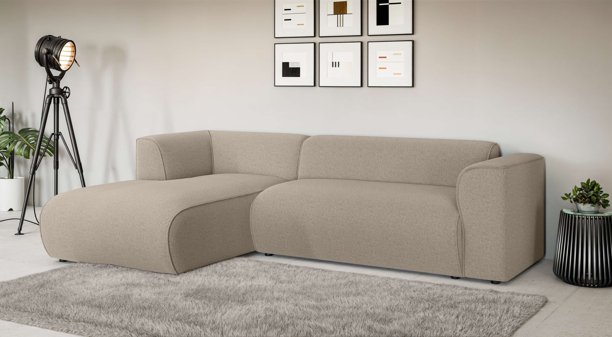 Home affaire Ecksofa »MERID L-Form (257 cm), zeitlos & stilvolles Design,« Aufwendig gepolstert, in Cord, Chenille und Struktur